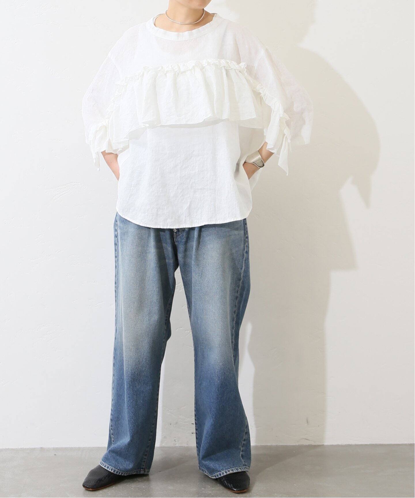 フレンチリネン フリルプルブラウス（シャツ／ブラウス）｜journal  