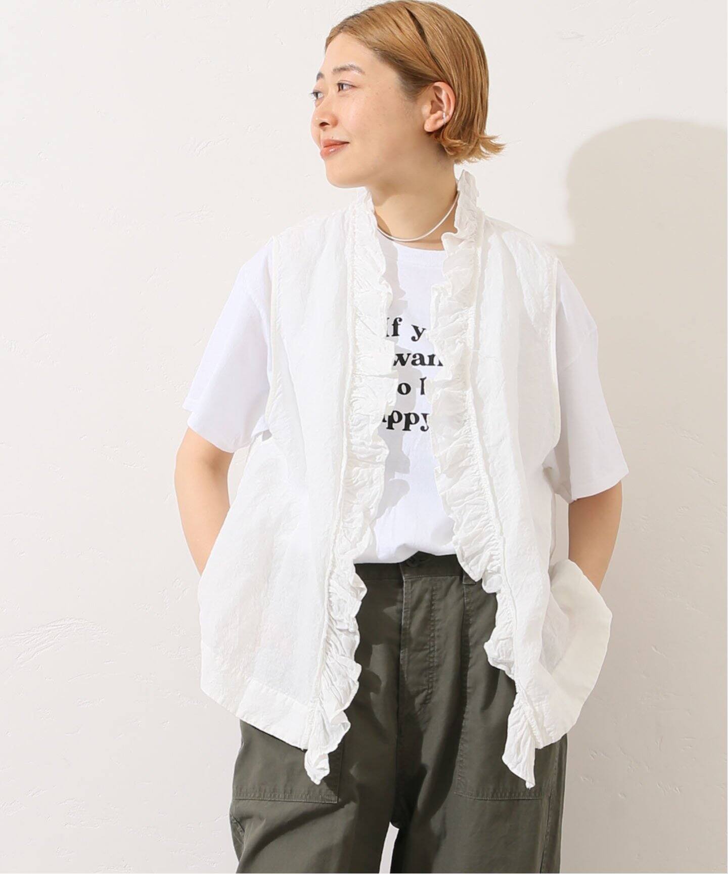 リネンダンガリー フリルジレ（ベスト）｜journal standard luxe 