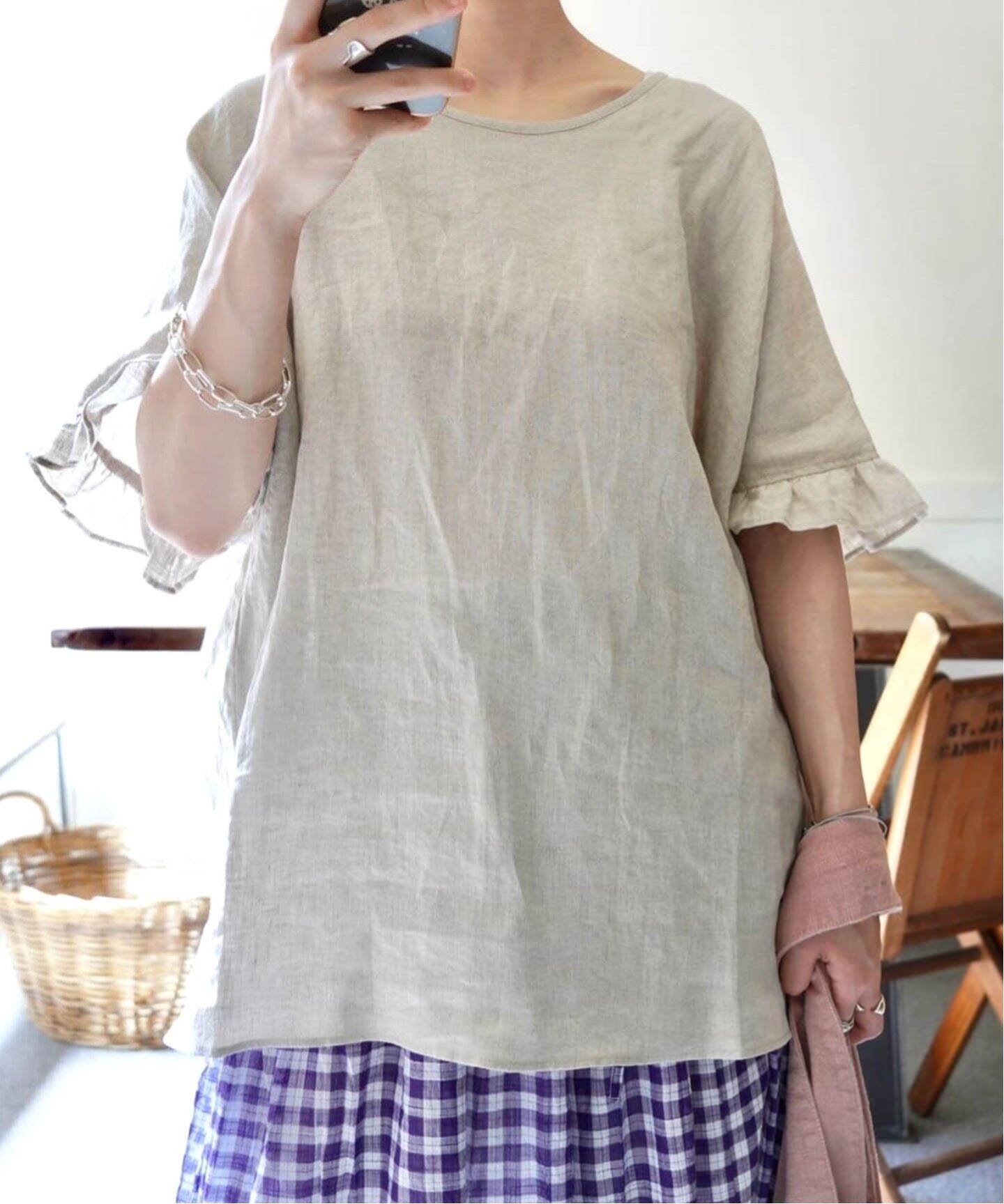 journal standard luxe フレンチリネン フリルTOP｜半袖