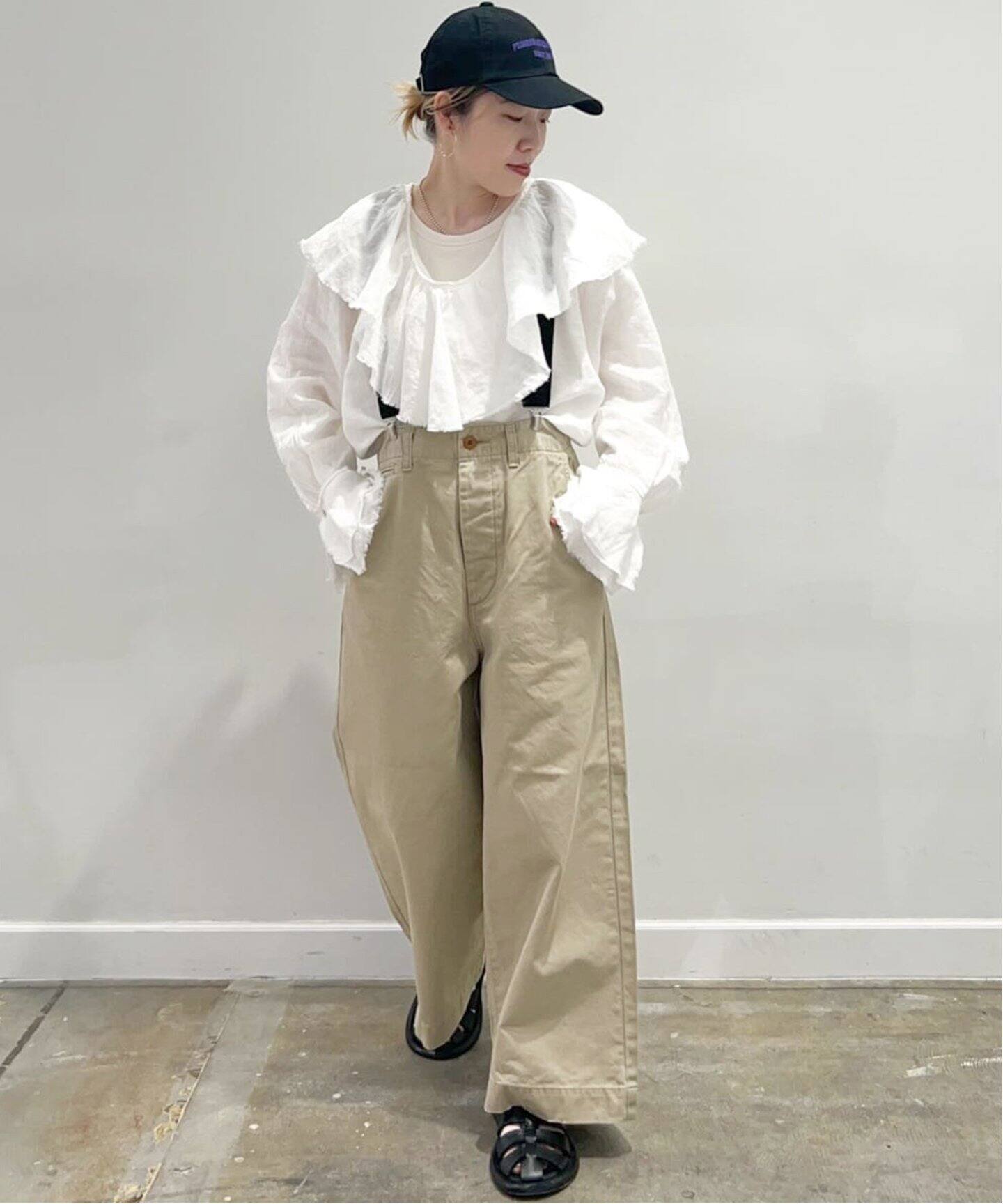 BARENA /バレナ 】 LINEN FRILL TOP-ANNETTE（シャツ／ブラウス 