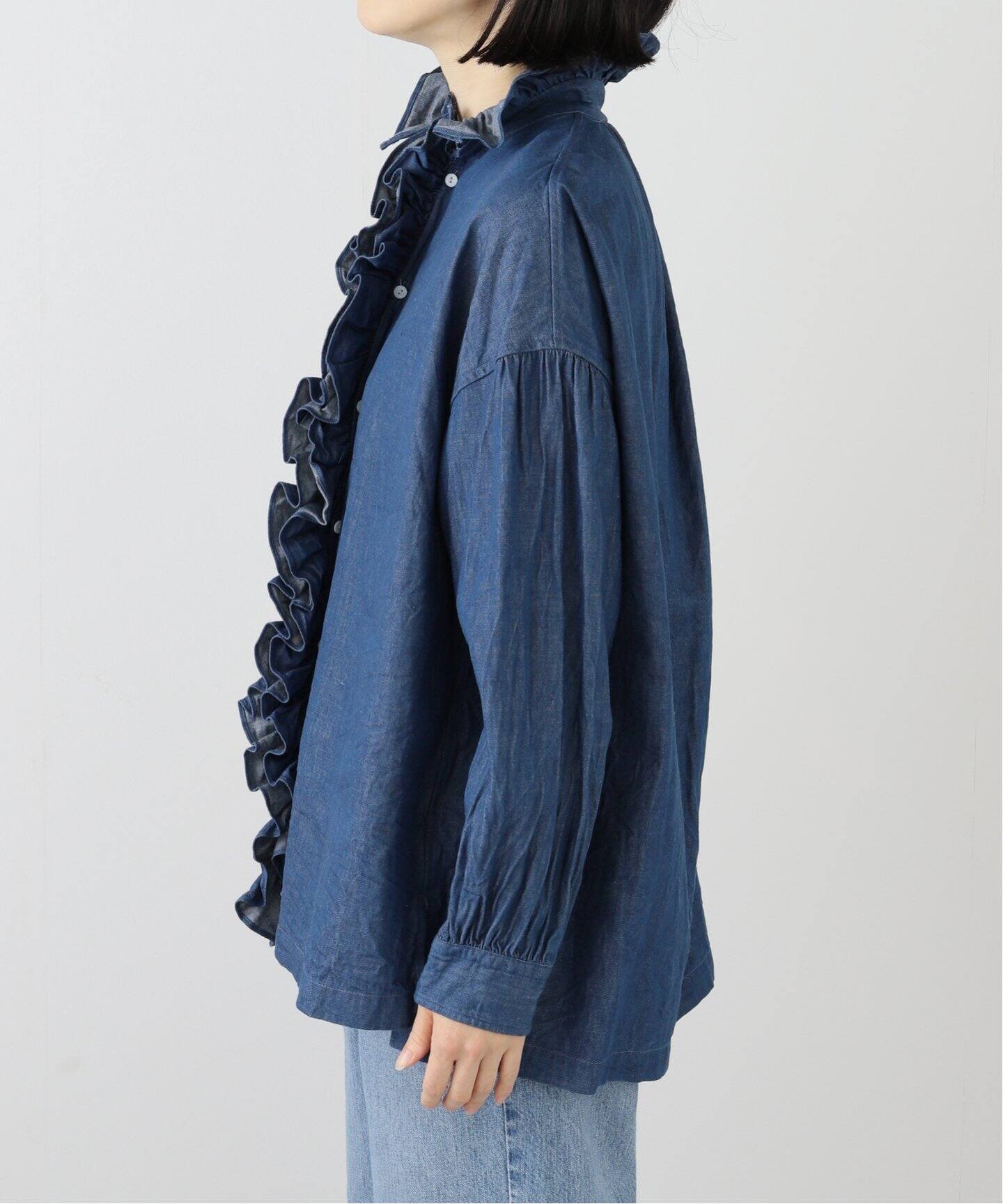 TOUJOURS / トゥジュー】 6.5OZ.DENIM Ruffle Shirt（シャツ／ブラウス 