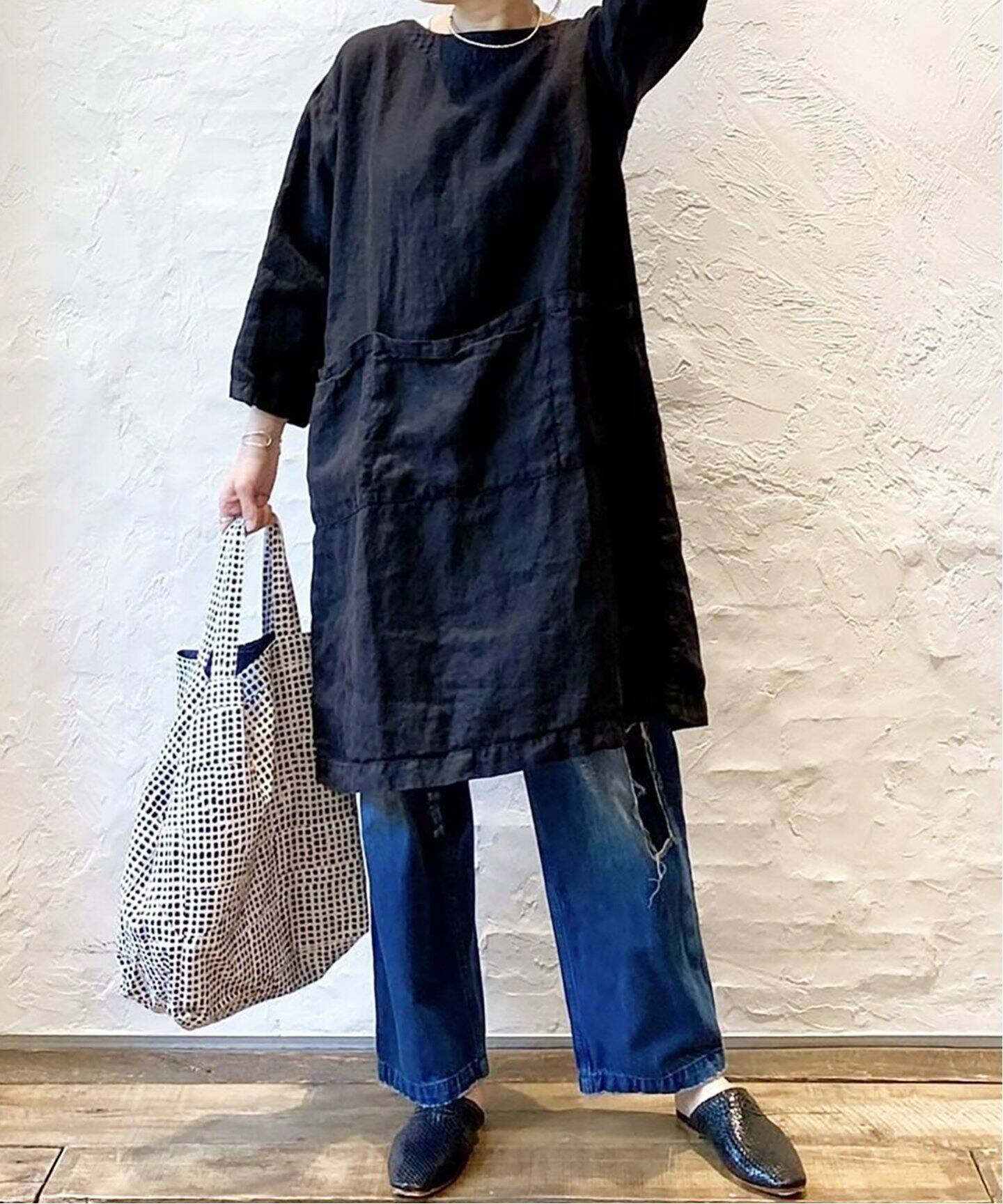 ARMEN 】LINEN HERRINGBONE B/N TUNIC（チュニック）｜journal 