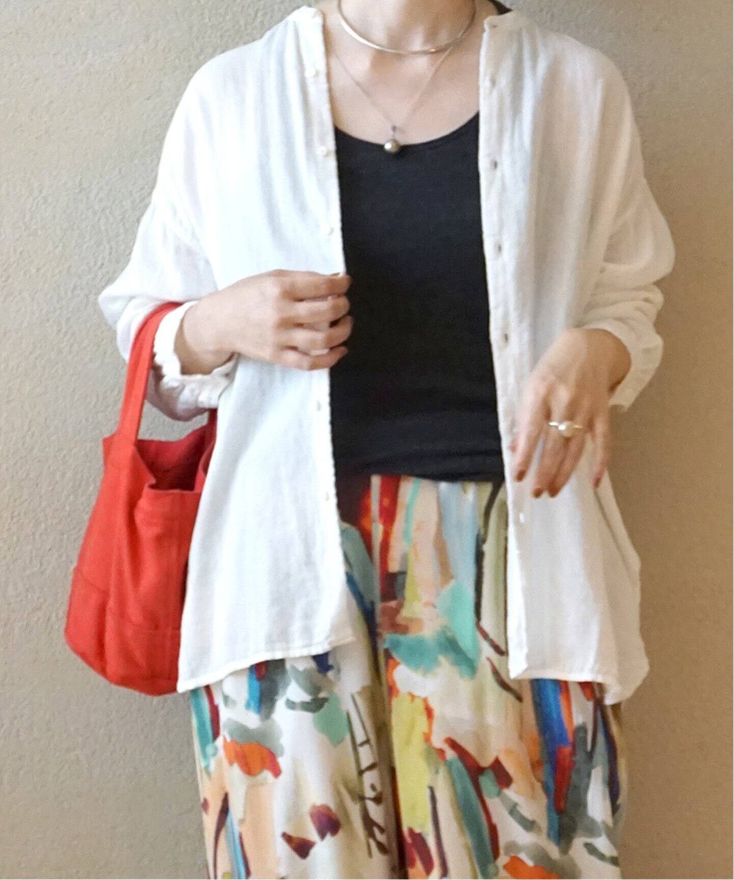 ARMEN 】GAUZE UTILITY BANDED COLLAR SHIRT（シャツ／ブラウス