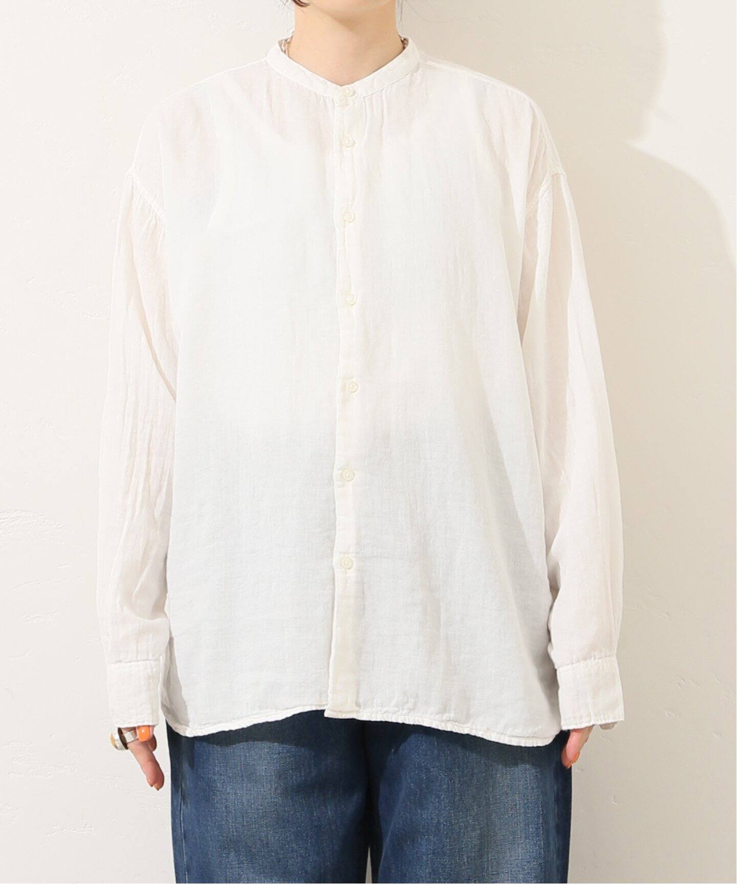 ジャーナルスタンダードラックス ⭐︎ ARMEN アーメン ガーゼロングシャツ ARMEN 】GAUZE UTILITY BANDED COLLAR SHIRT（シャツ／ブラウス