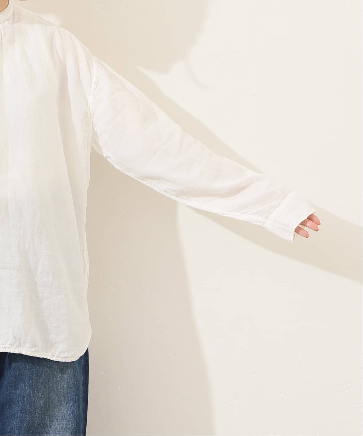 ARMENアーメン journal standard luxe購入2022SS GAUSE UTILITY LONG SHIRTガーゼ ロングシャツ[LSHA70155] ARMEN 】GAUZE UTILITY BANDED COLLAR SHIRT（シャツ／ブラウス
