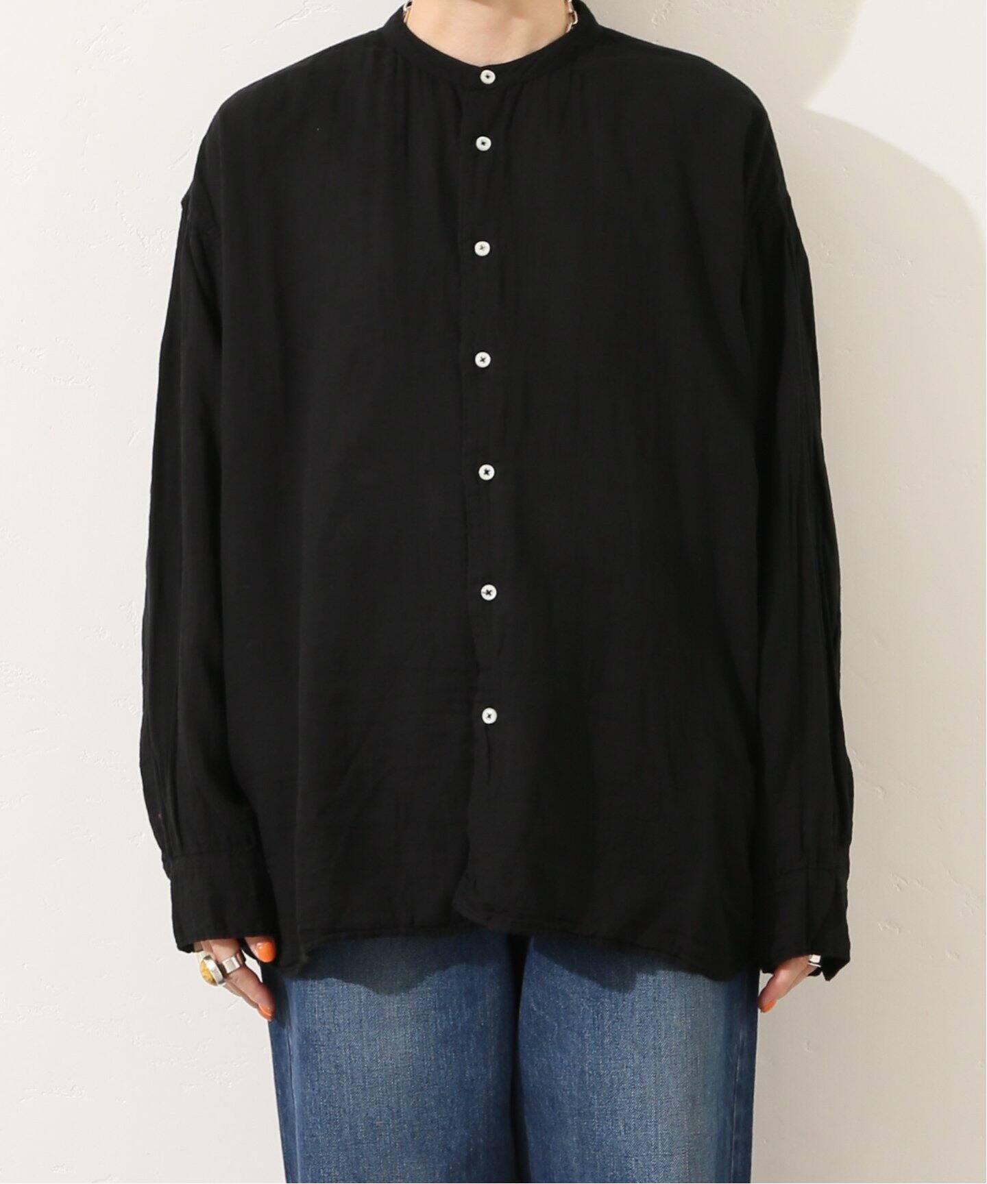 ARMENアーメン journal standard luxe購入2022SS GAUSE UTILITY LONG SHIRTガーゼ ロングシャツ[LSHA70155] ARMEN 〜GAUZE DYE UTILITY BANDED COLLAR LONG SHIRTS〜,Narumi