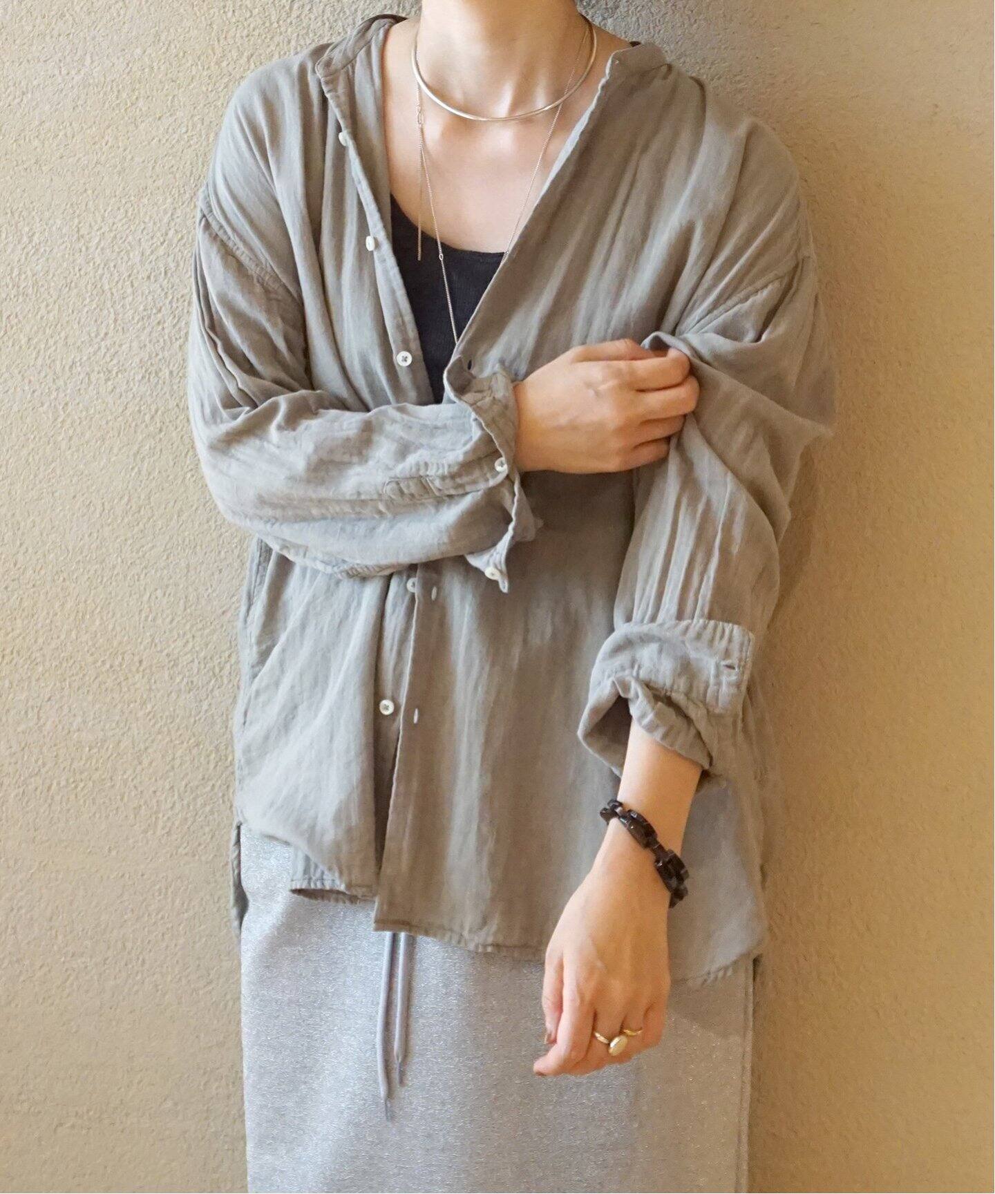 ジャーナルスタンダードラックス ⭐︎ ARMEN アーメン ガーゼロングシャツ ARMEN 】GAUZE UTILITY BANDED COLLAR SHIRT（シャツ／ブラウス
