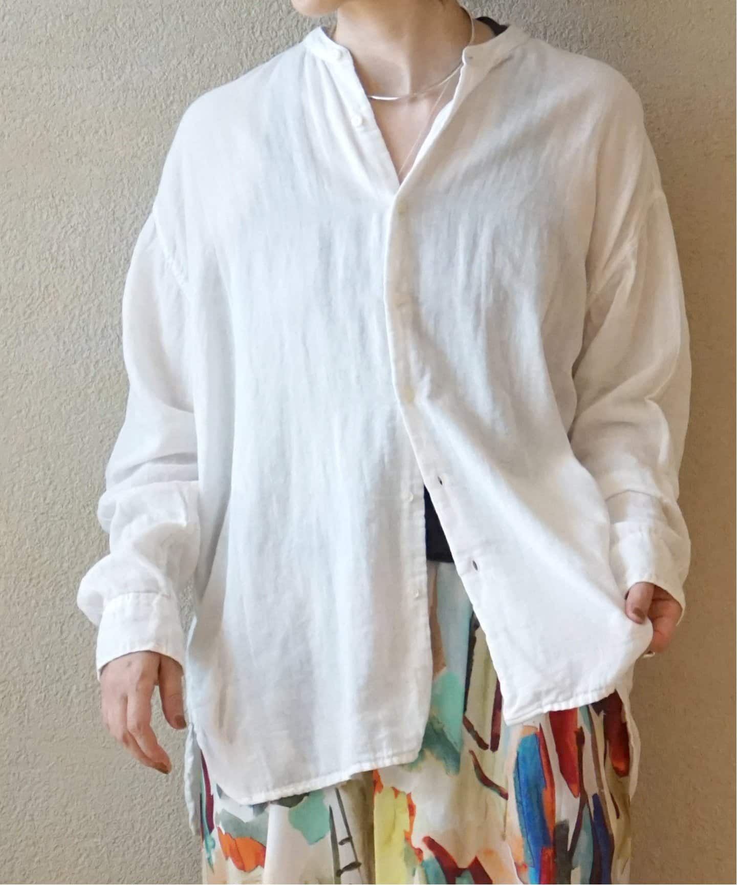 ARMEN 】GAUZE UTILITY BANDED COLLAR SHIRT（シャツ／ブラウス