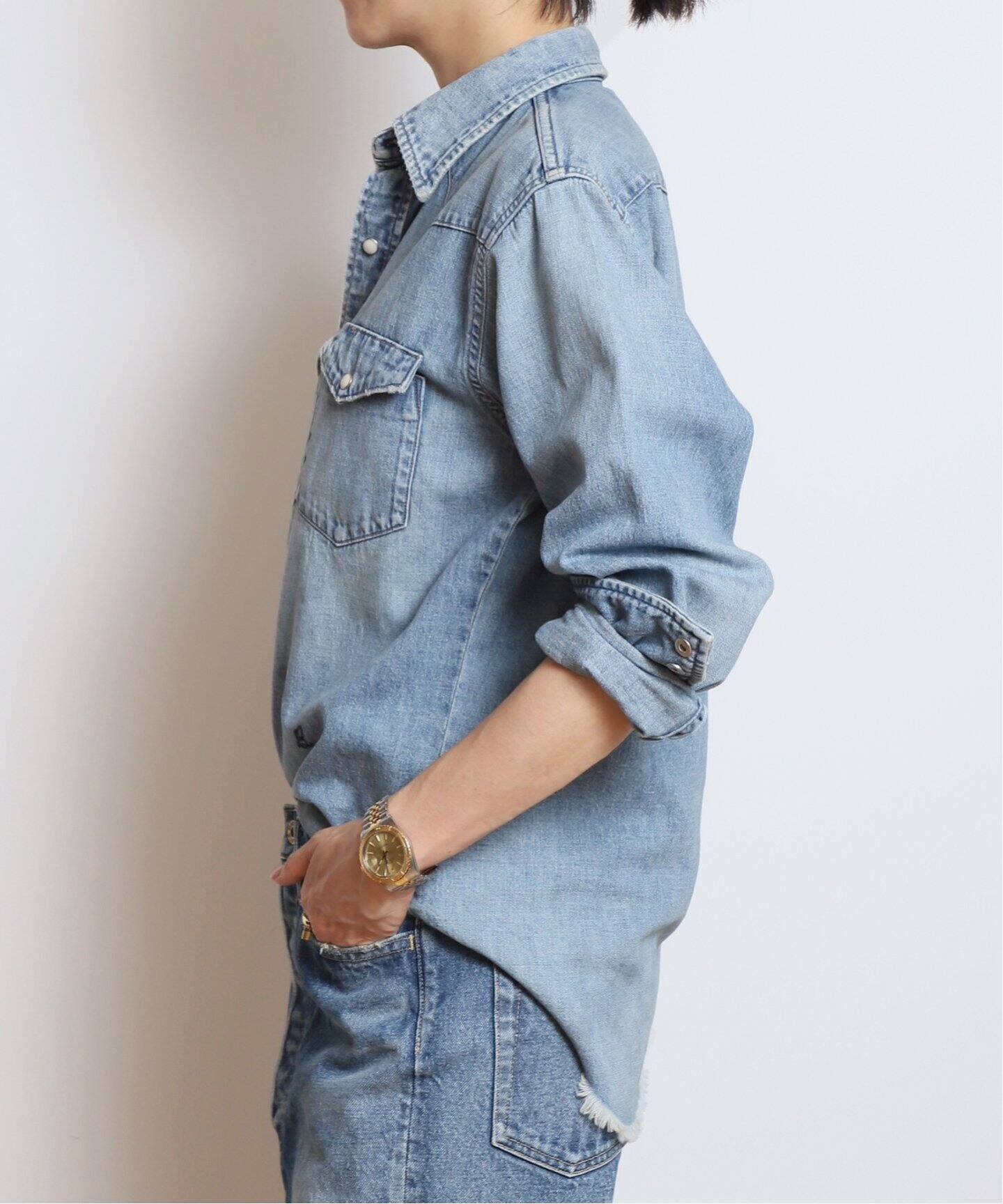 MADISONBLUE/マディソンブルー】 SHREDDED HEM WESTERN シャツ（シャツ 