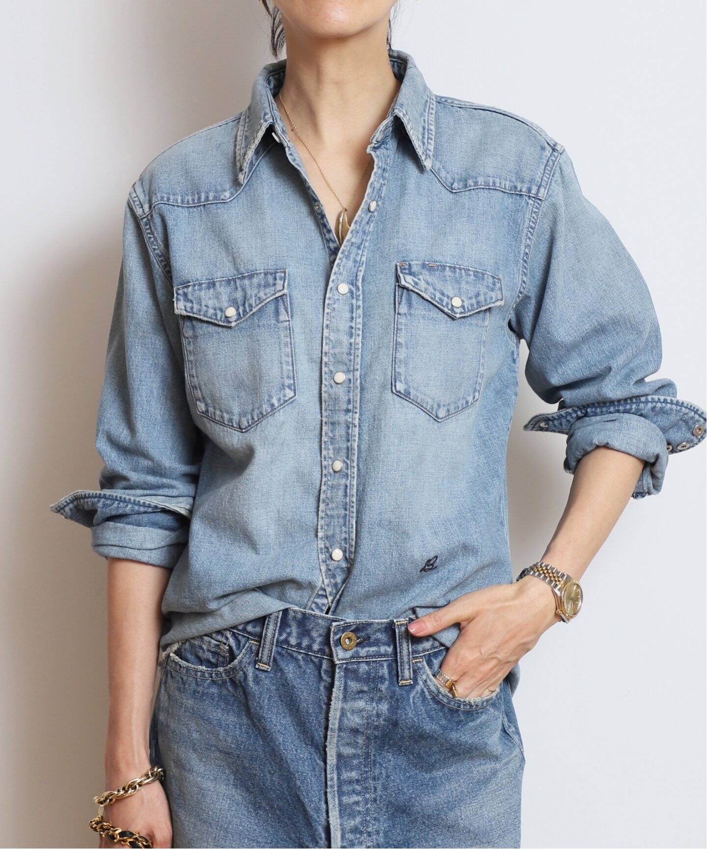 MADISONBLUE/マディソンブルー】 SHREDDED HEM WESTERN シャツ（シャツ 
