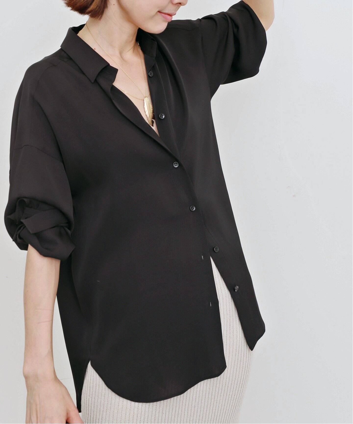 Washable Silk Shirt（シャツ／ブラウス）｜L