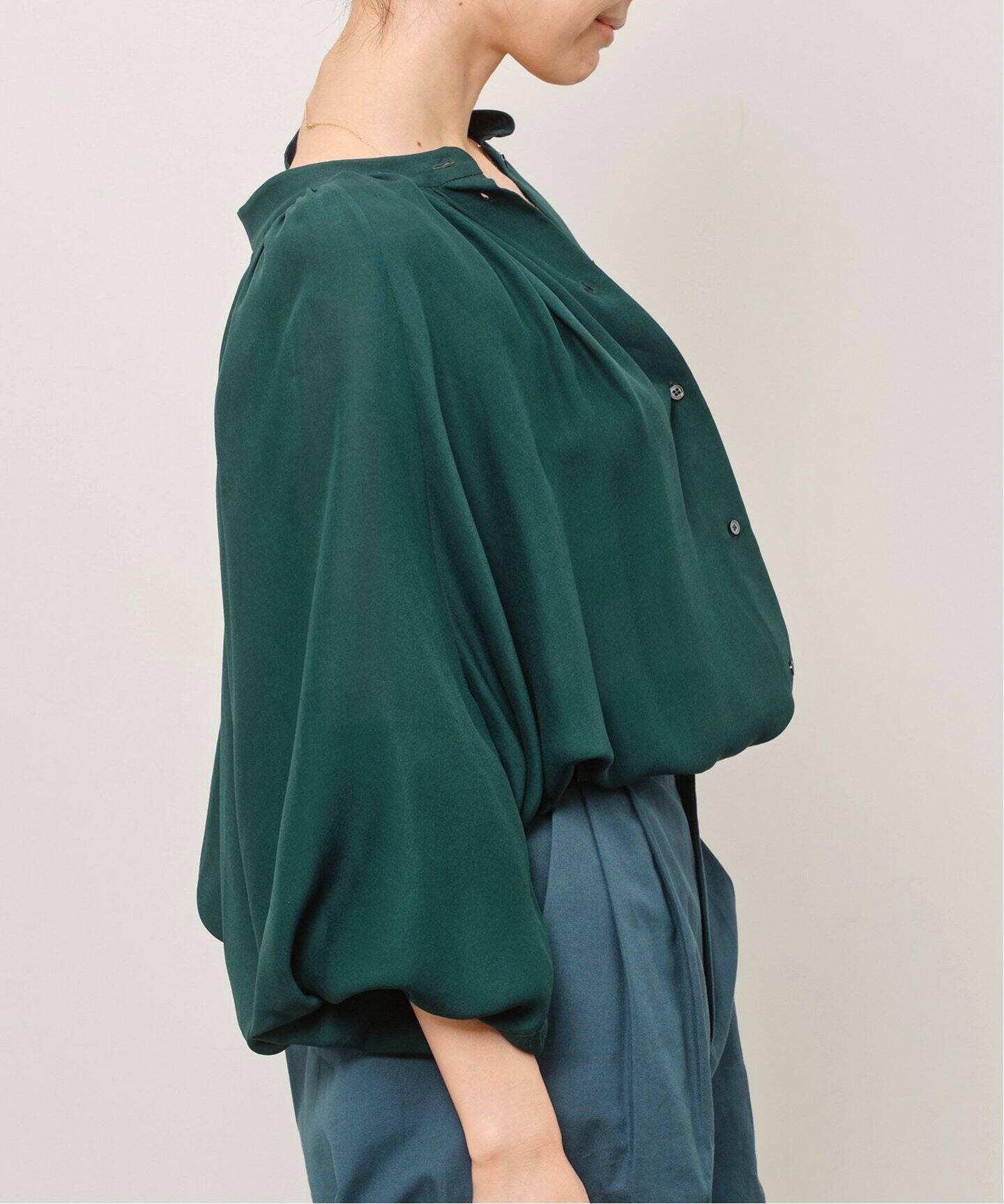 INDRESS/インドレス】 Satin draped blouse（シャツ／ブラウス）｜L  