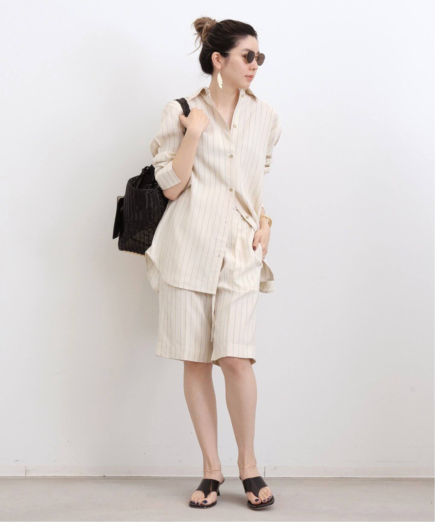 TOTEME/トーテム】 LOOSE PINSTRIPED SHIRT（シャツ／ブラウス）｜L 
