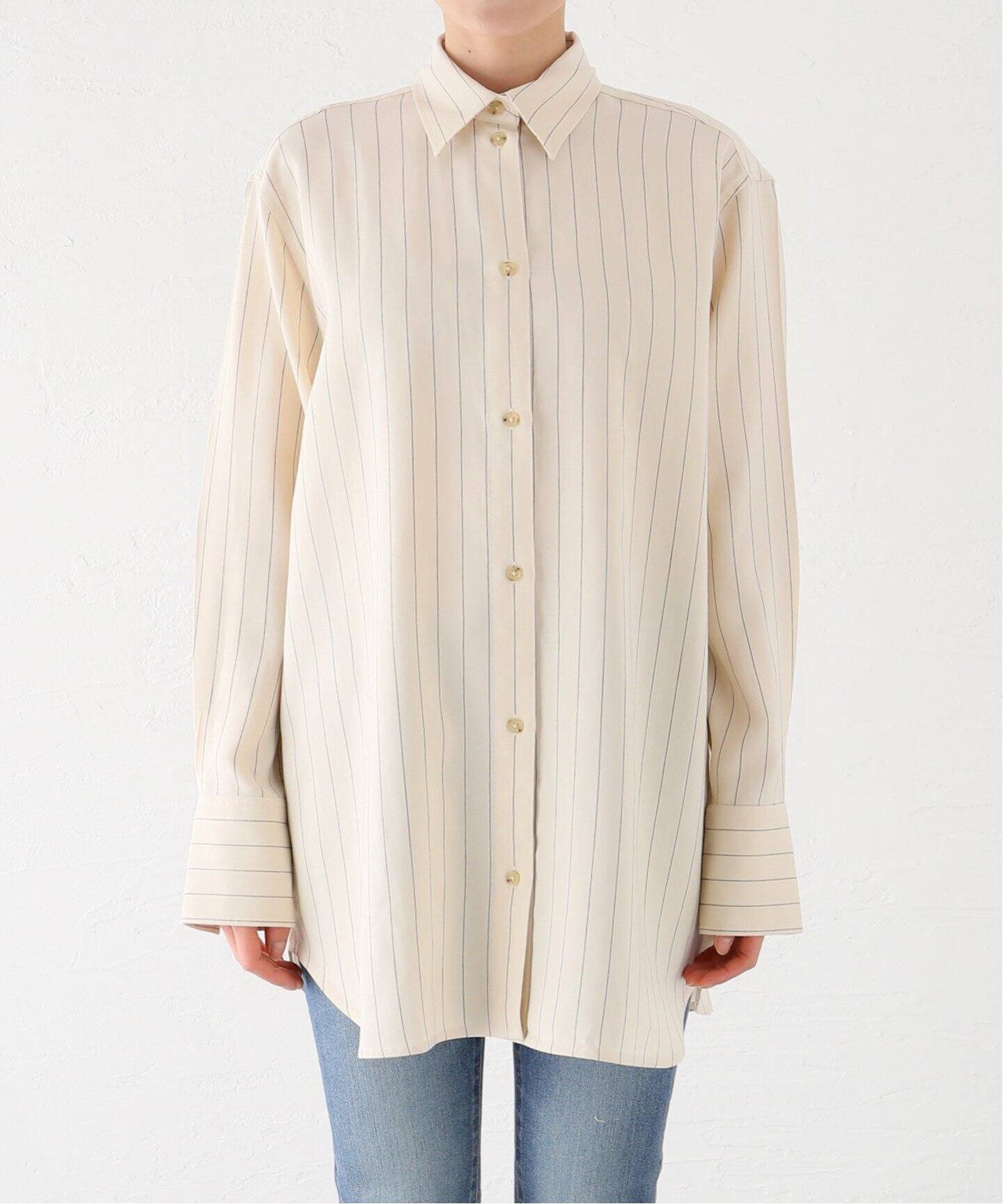 TOTEME/トーテム】 LOOSE PINSTRIPED SHIRT（シャツ／ブラウス）｜L 