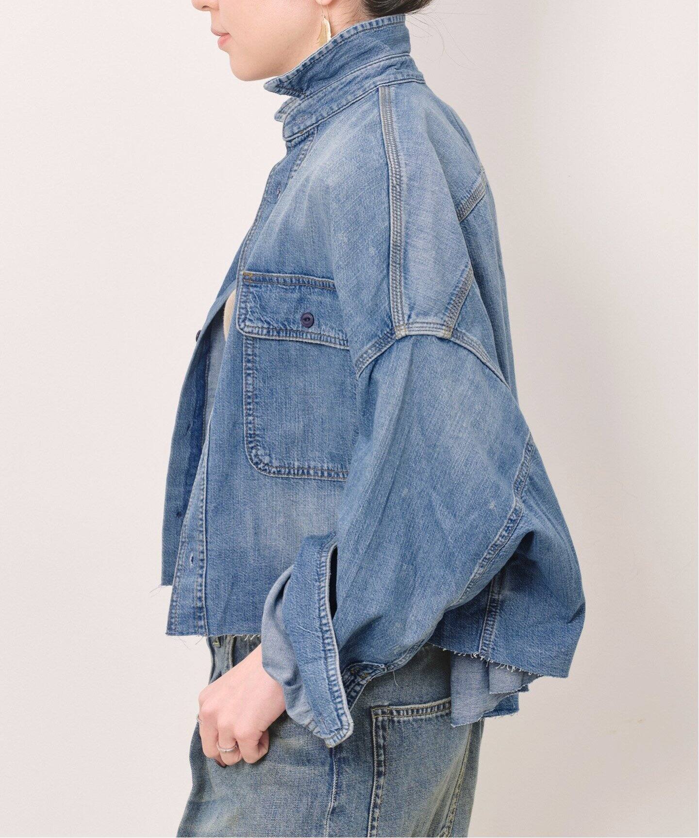 R13/アールサーティーン】 CROPPED DENIM SHIRT（シャツ／ブラウス 