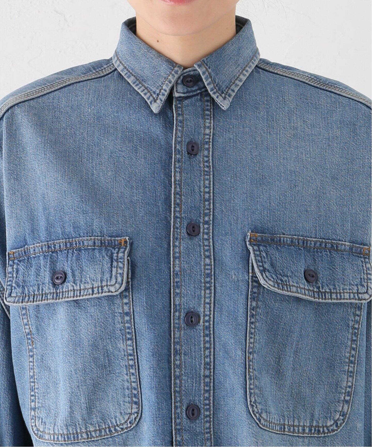 R13/アールサーティーン】 CROPPED DENIM SHIRT（シャツ／ブラウス 