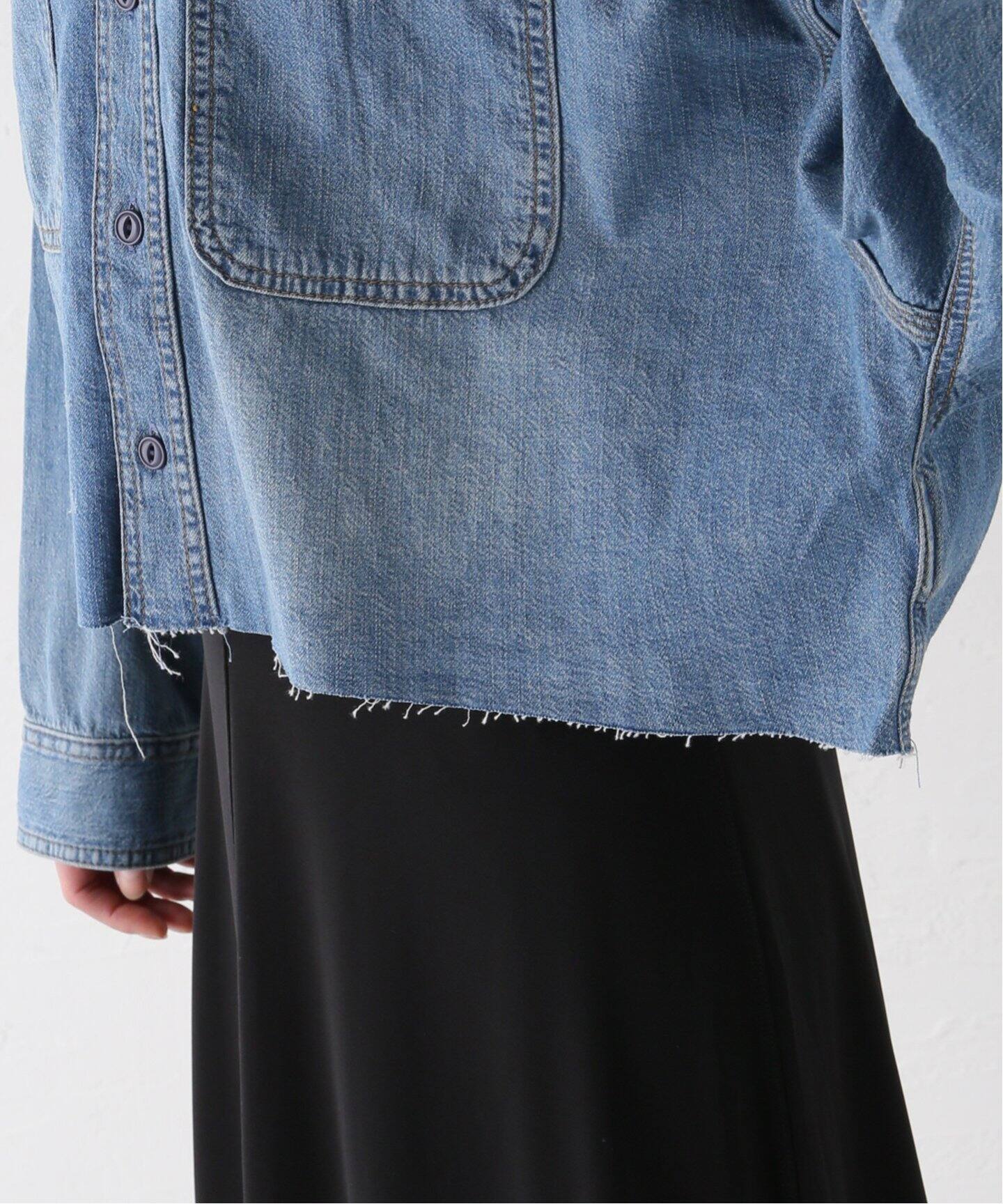 R13/アールサーティーン】 CROPPED DENIM SHIRT（シャツ／ブラウス 