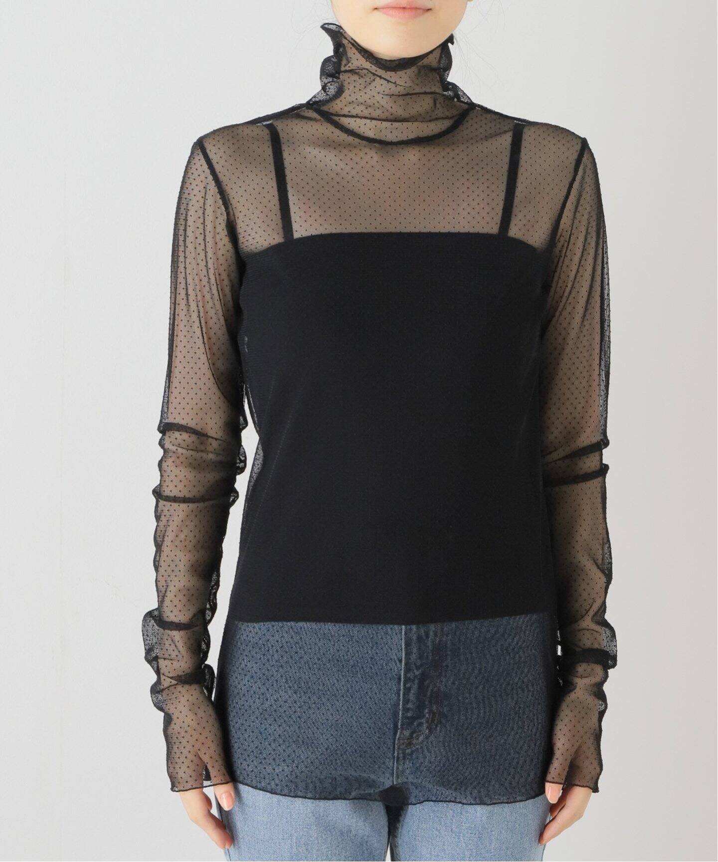 Col Pierrot/コル ピエロ】 Dot Sheer Blouse（シャツ／ブラウス）｜L 