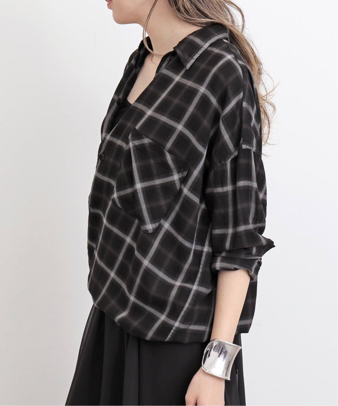 REMI RELIEF/レミ レリーフ】 CHECK 2 WAY SHIRT（シャツ／ブラウス 