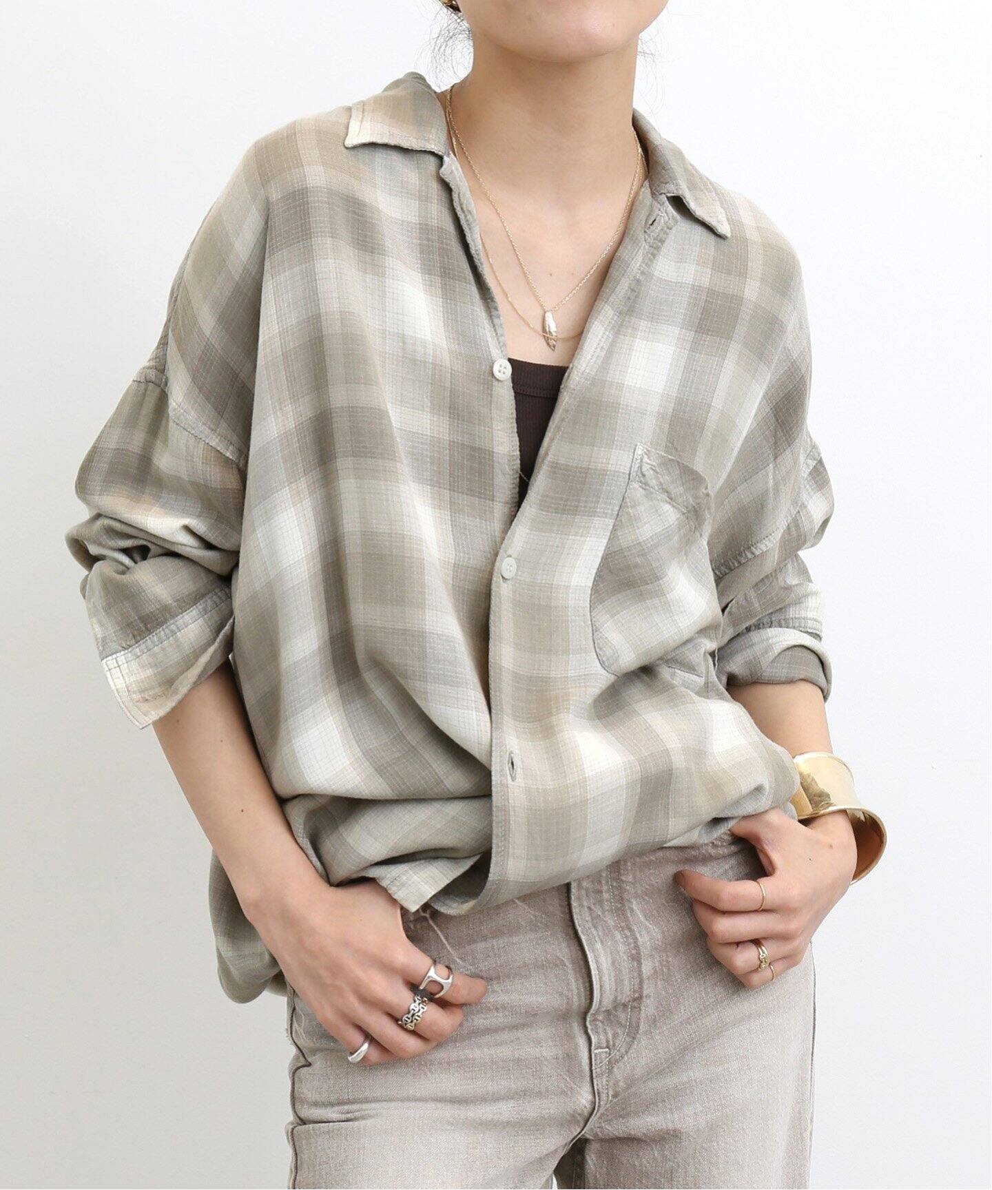 REMI RELIEF/レミ レリーフ】 CHECK 2 WAY SHIRT（シャツ／ブラウス  