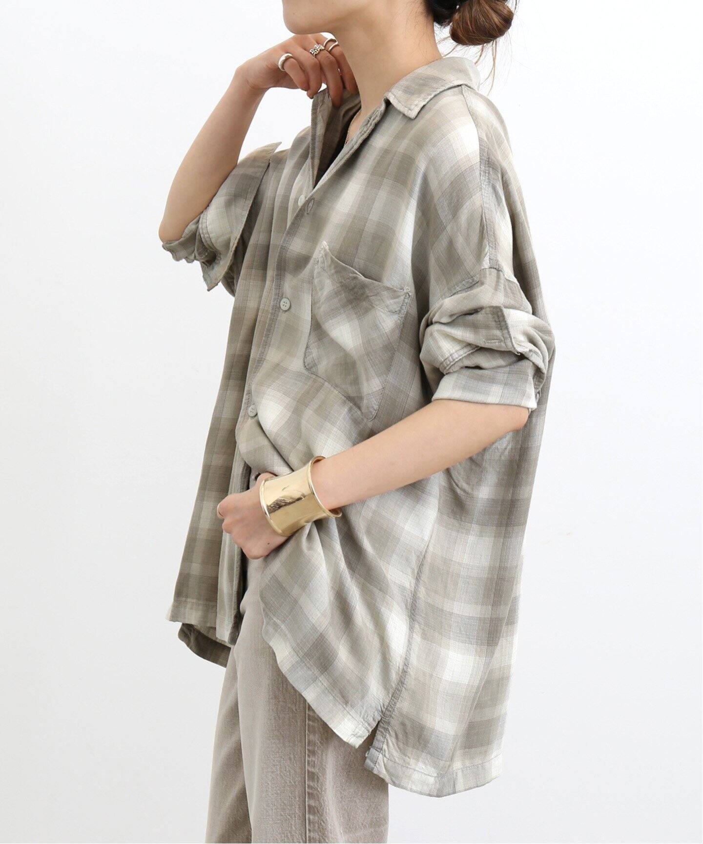 REMI RELIEF/レミ レリーフ】 CHECK 2 WAY SHIRT（シャツ／ブラウス  