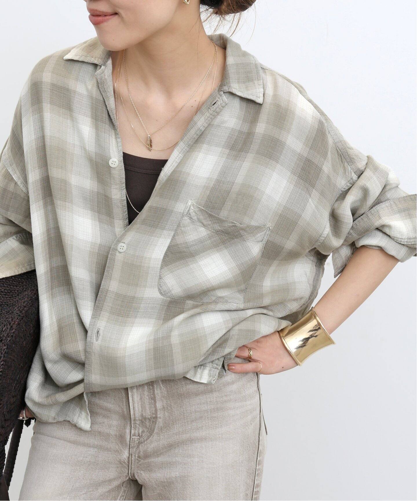 REMI RELIEF/レミ レリーフ】 CHECK 2 WAY SHIRT 