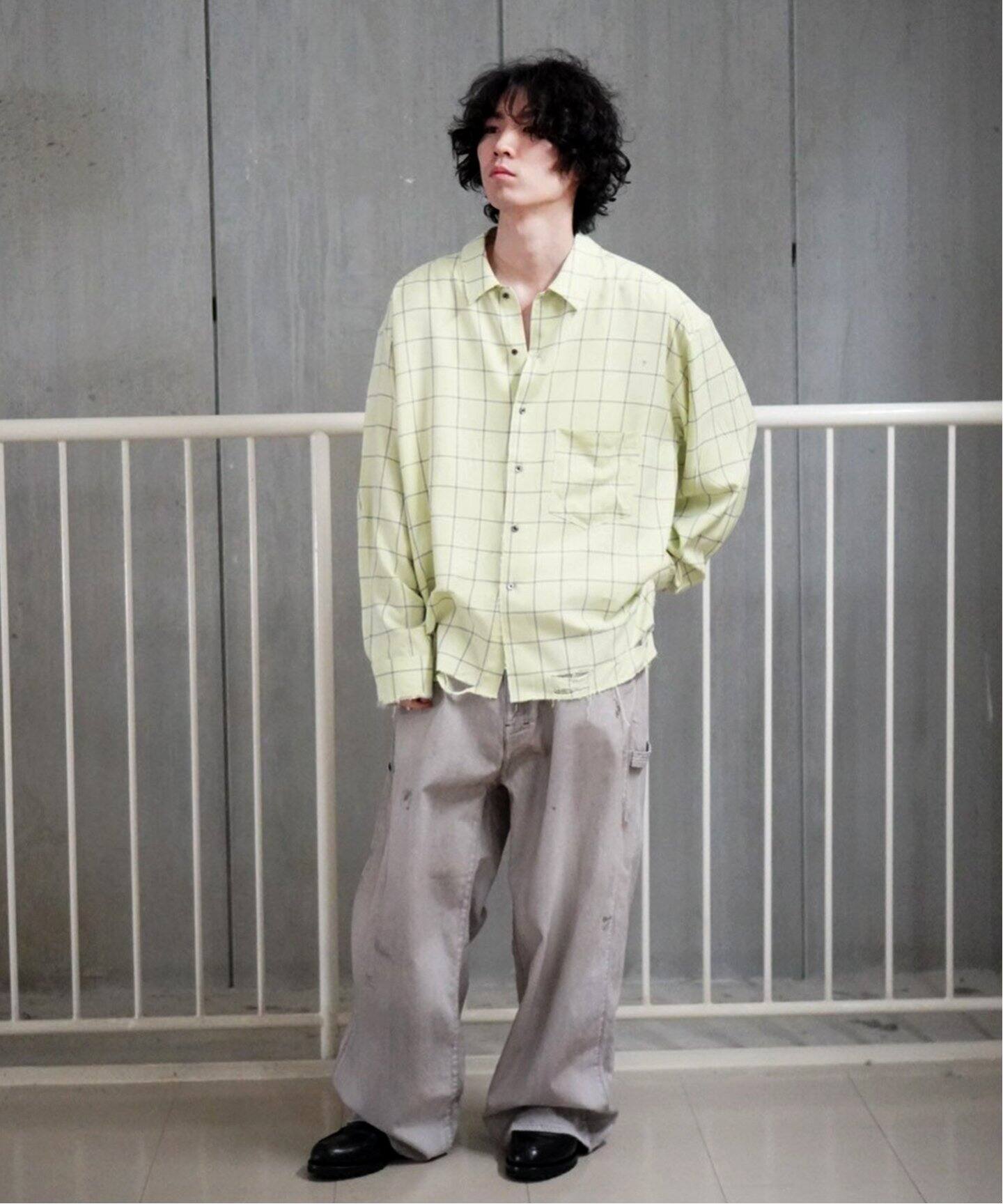 ANCELLM / アンセルム】RAYON CHECK CRASH LS SHIRT（シャツ／ブラウス 