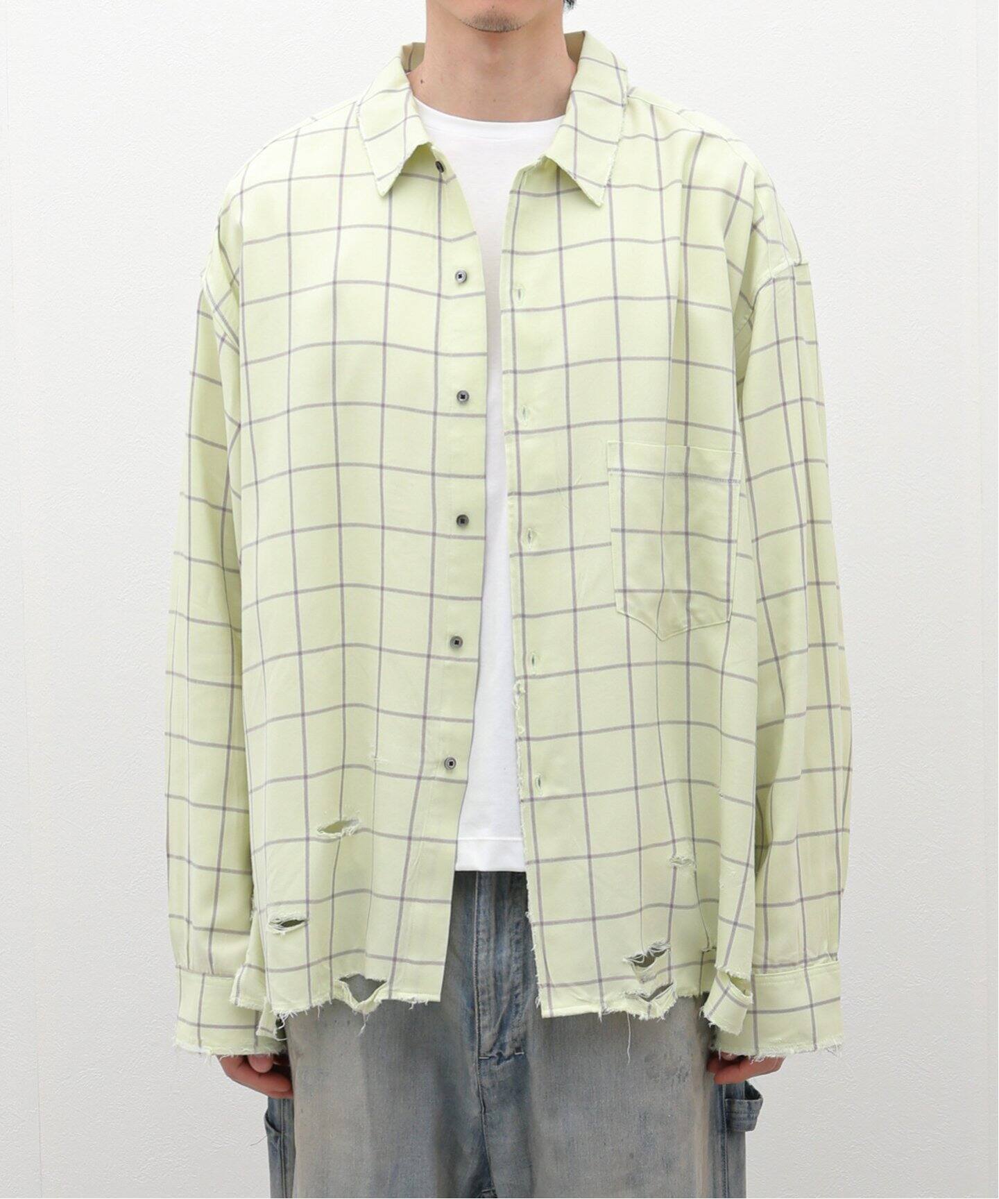 ANCELLM / アンセルム】RAYON CHECK CRASH LS SHIRT（シャツ