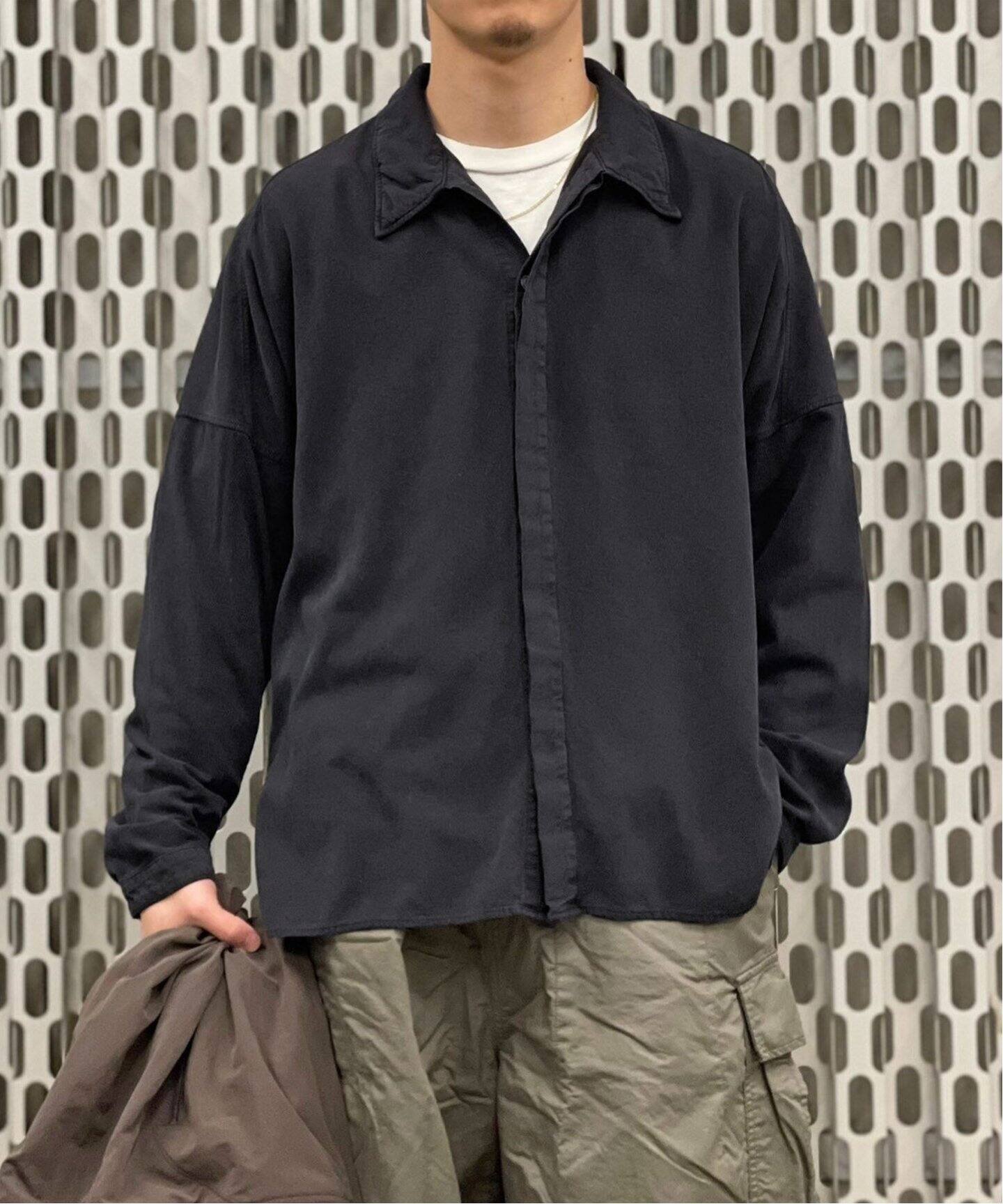 ANCELLM / アンセルム】SILK SUEDE DRESS LS SHIRT（シャツ／ブラウス  