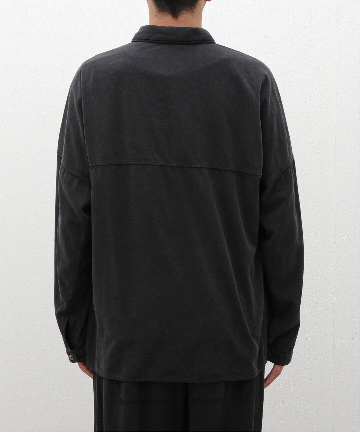 ancellm SILK SUEDE DRESS LS SHIRT(BLACK)