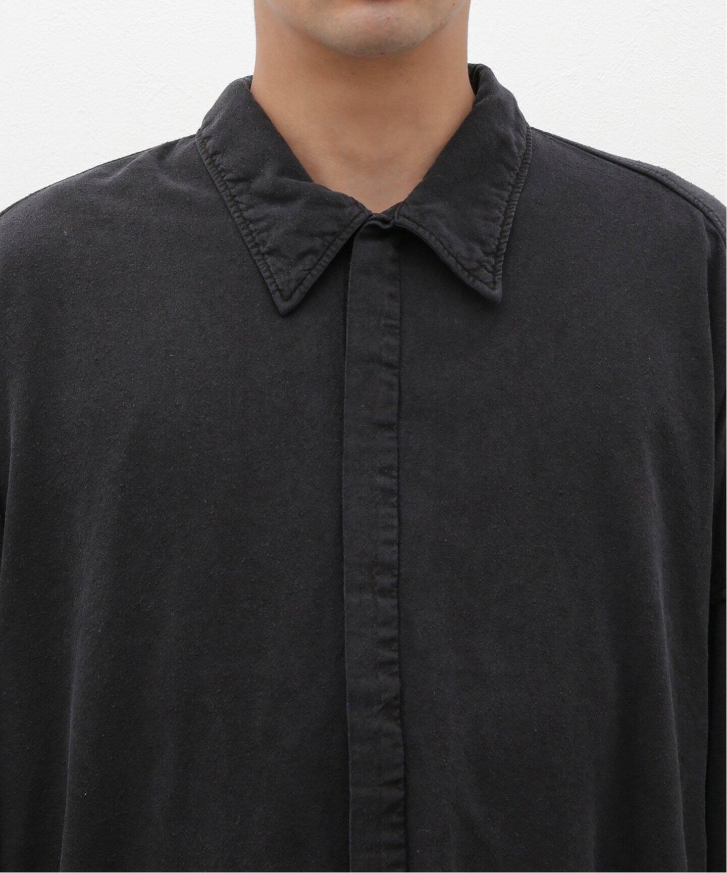 ancellm SILK SUEDE DRESS LS SHIRT(BLACK)