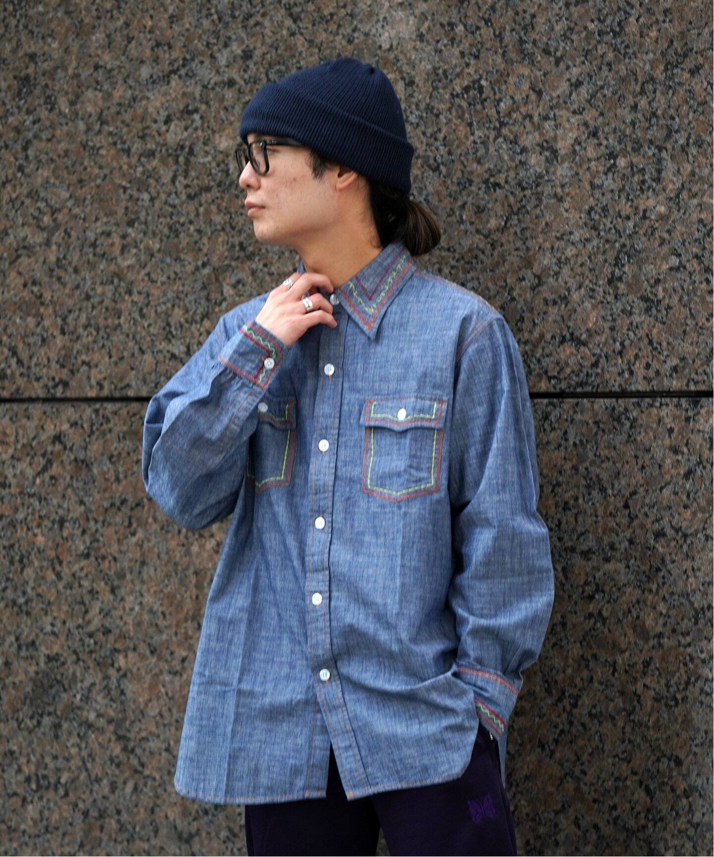 NEEDLES / ニードルズ】WORK SHIRT- COTTON CHAMBRAY / INDIA EMB  