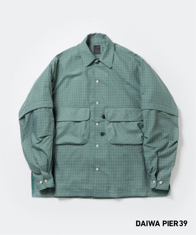 DAIWA PIER39 TECH SPORTS OPEN COLLAR SHIRTS L/S MINI PLAIDS BE 