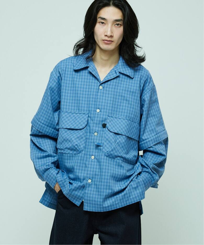 DAIWA PIER39 TECH SPORTS OPEN COLLAR SHIRTS L/S MINI PLAIDS (BE  