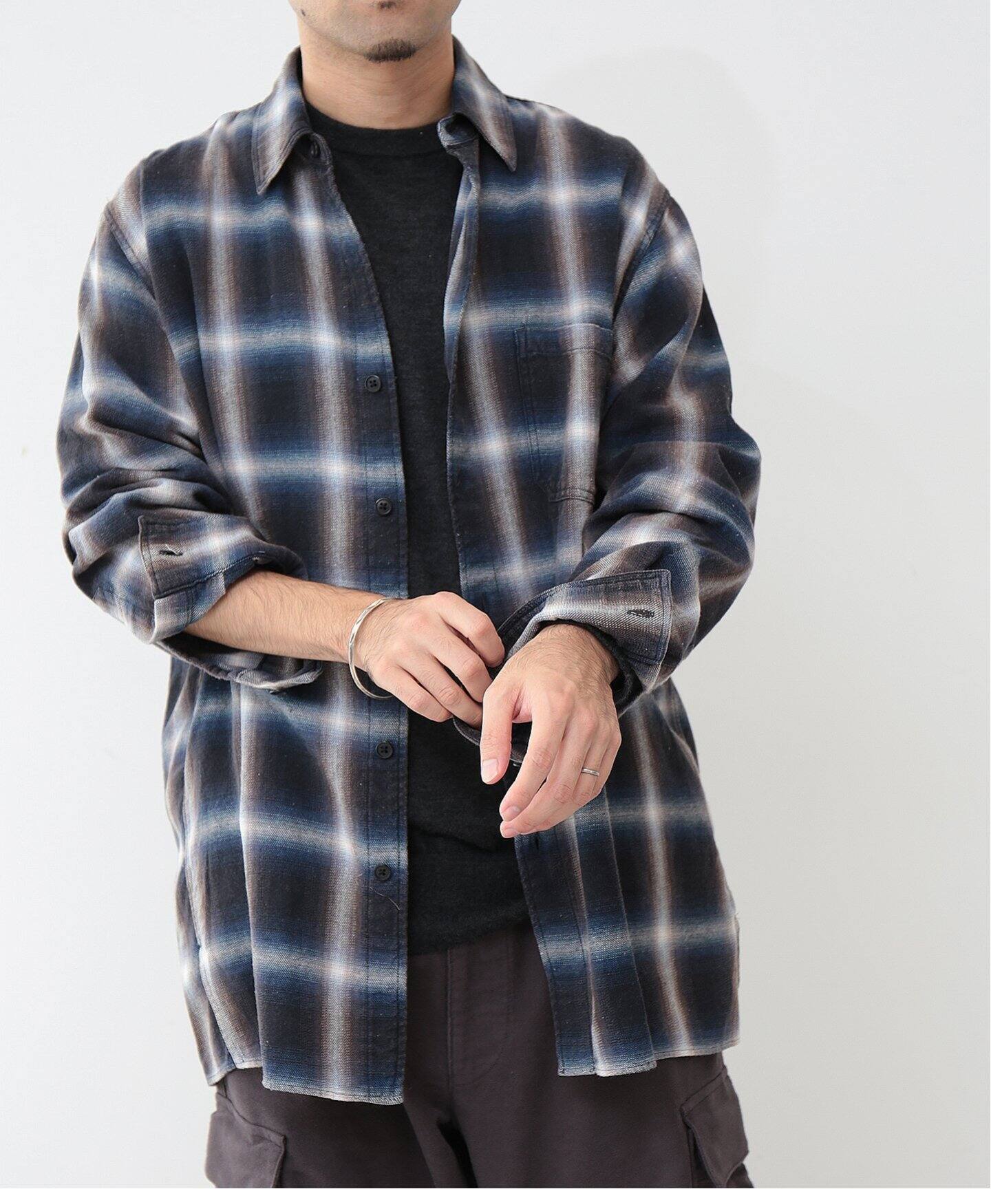 FOLL / フォル】vintage washed check box shirt（シャツ／ブラウス 