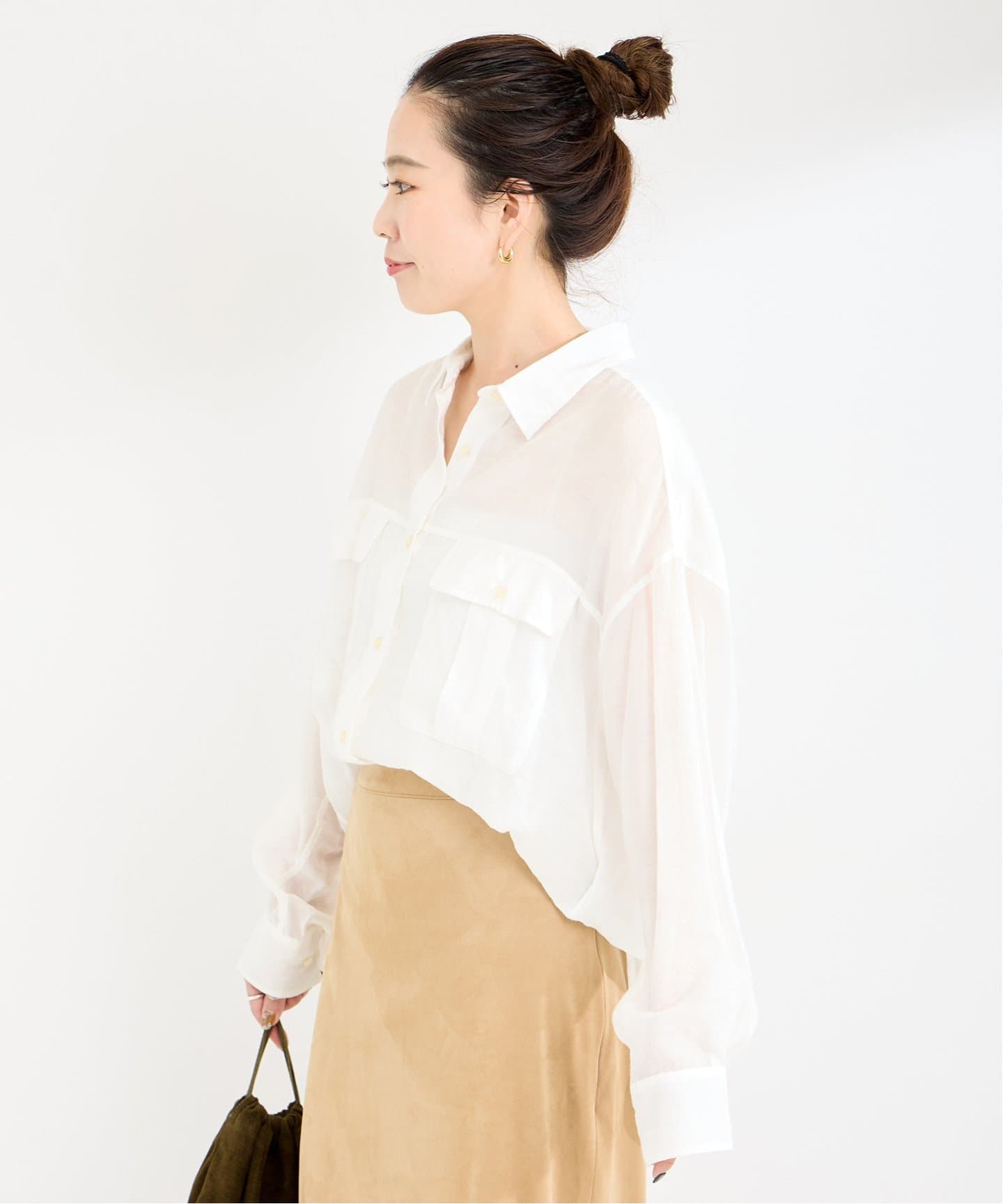 24-25秋冬/ヘルノ/モノグラムポケットTシャツ/408597 追加》シアーミリタリーパチポケシャツ(シャツ/ブラウス