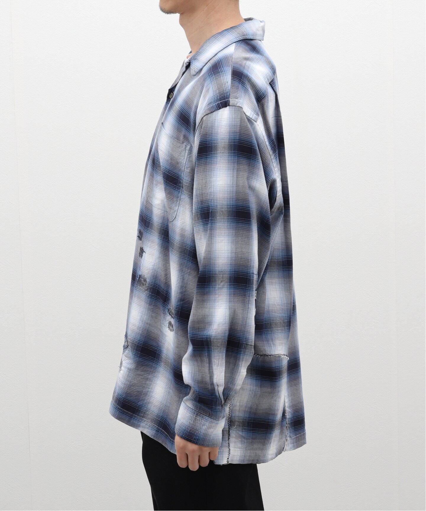 BOWWOW / バウワウ RAYON CHECK SHIRTS REPAIRED（シャツ／ブラウス 