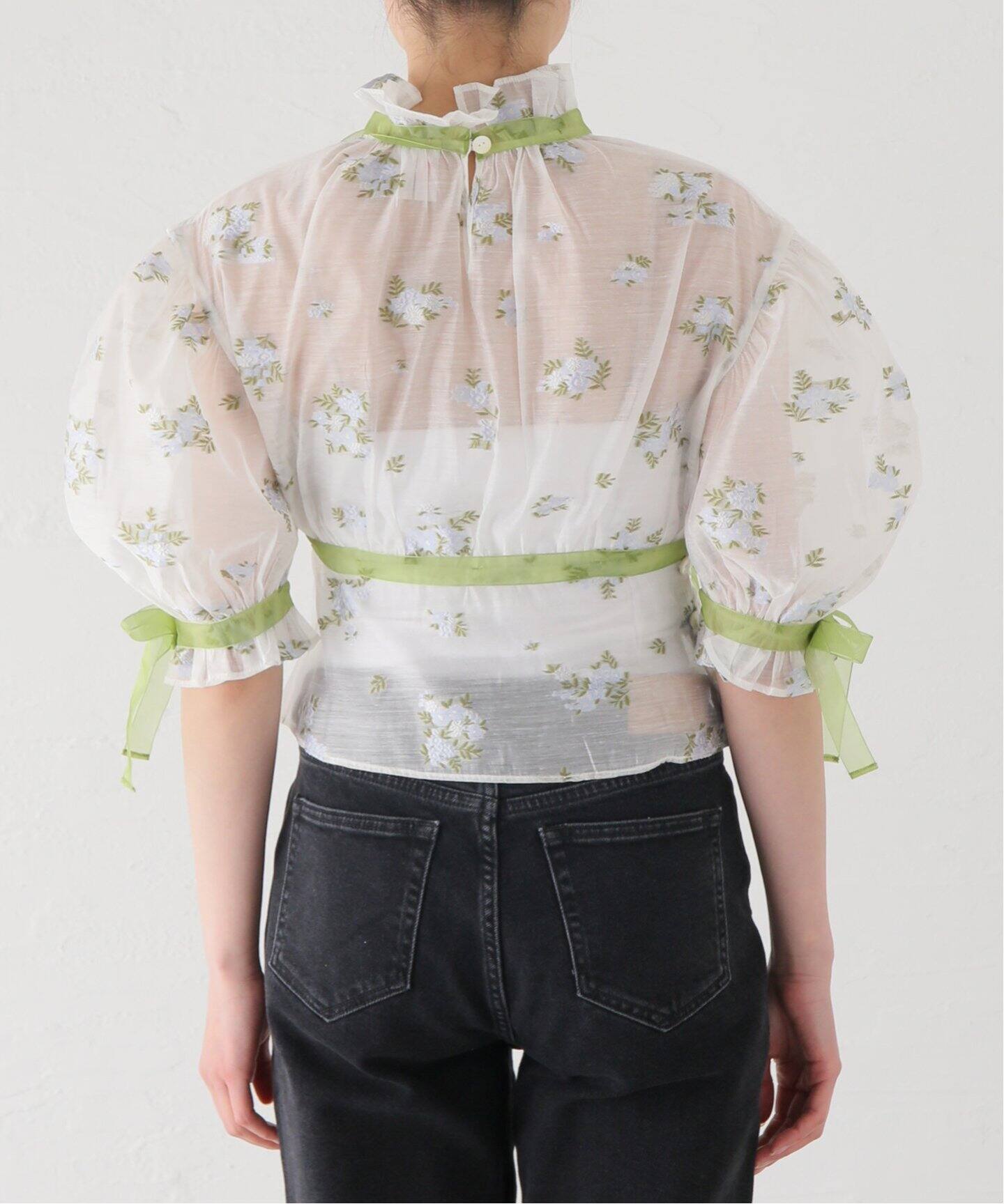 YUHAN WANG/ユハン ワン】ribbon chiffon top（シャツ／ブラウス 