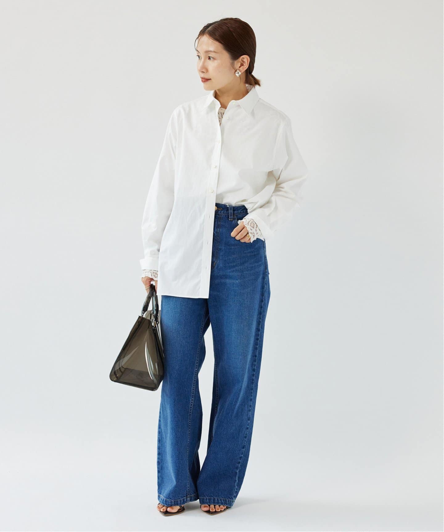 美品♪イエナ レギュラーカラー オックスシャツ コットン 長袖 ゆったり ブルー 追加》スーピマコットン レギュラーカラーシャツ（シャツ