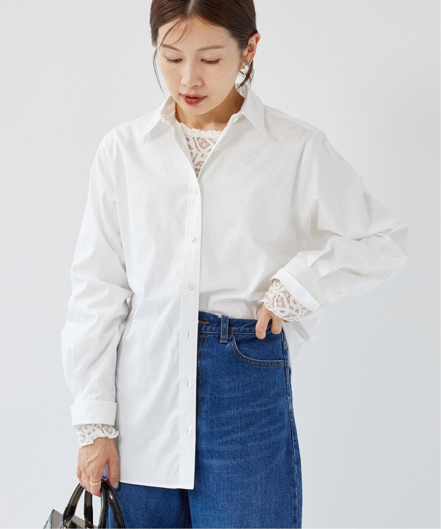 美品♪イエナ レギュラーカラー オックスシャツ コットン 長袖 ゆったり ブルー 追加》スーピマコットン レギュラーカラーシャツ（シャツ