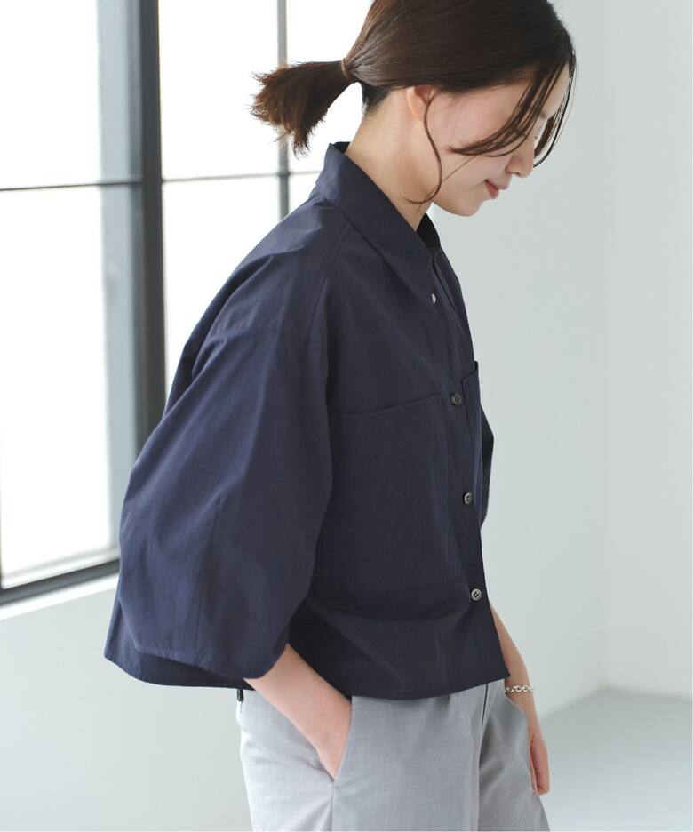 新品未使用 IENA FABRICA クロップドシャツ ネイビー