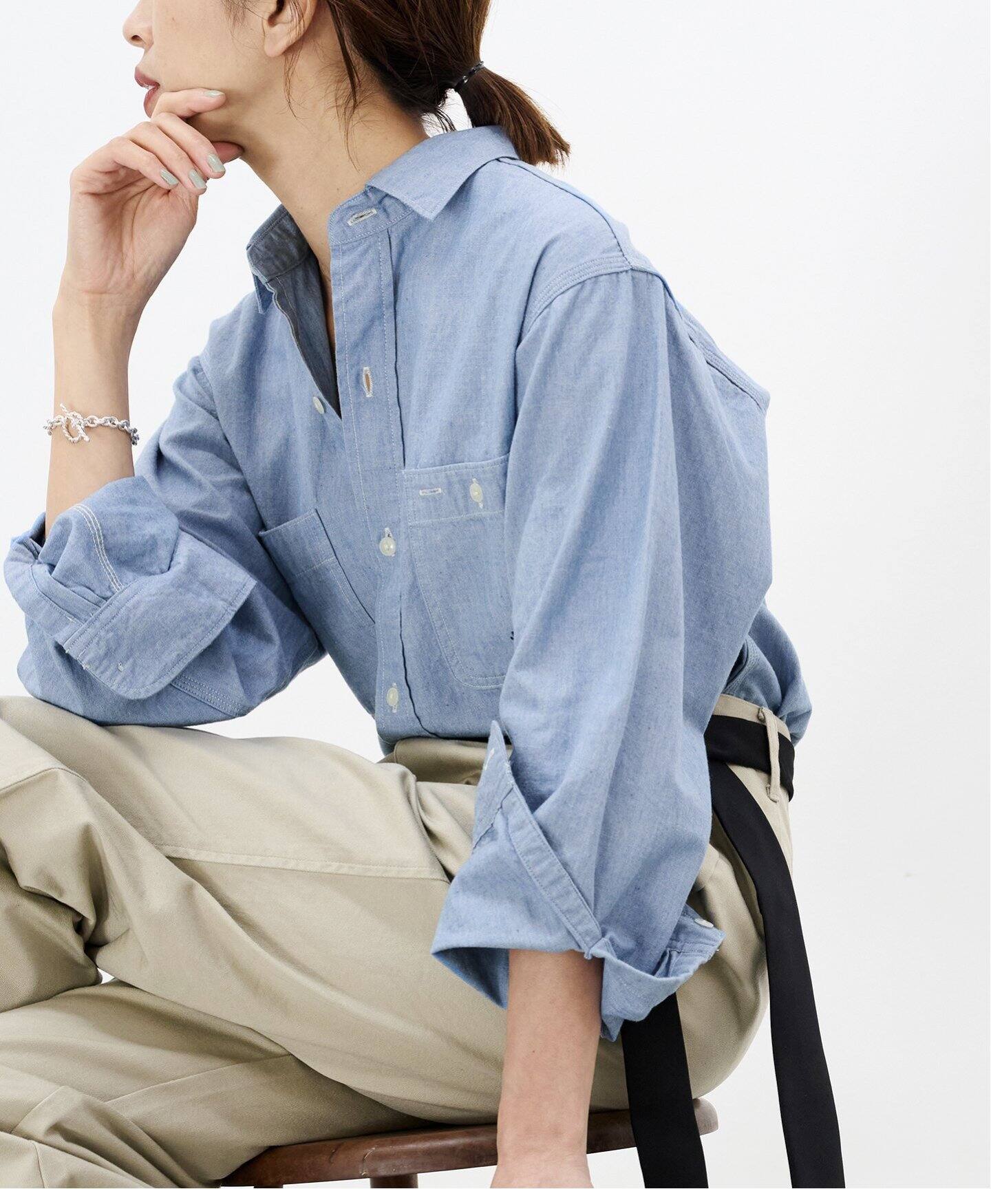 追加》J.B.ATTIRE/ジェービーアタイア Riviera chambray shirt JBG 