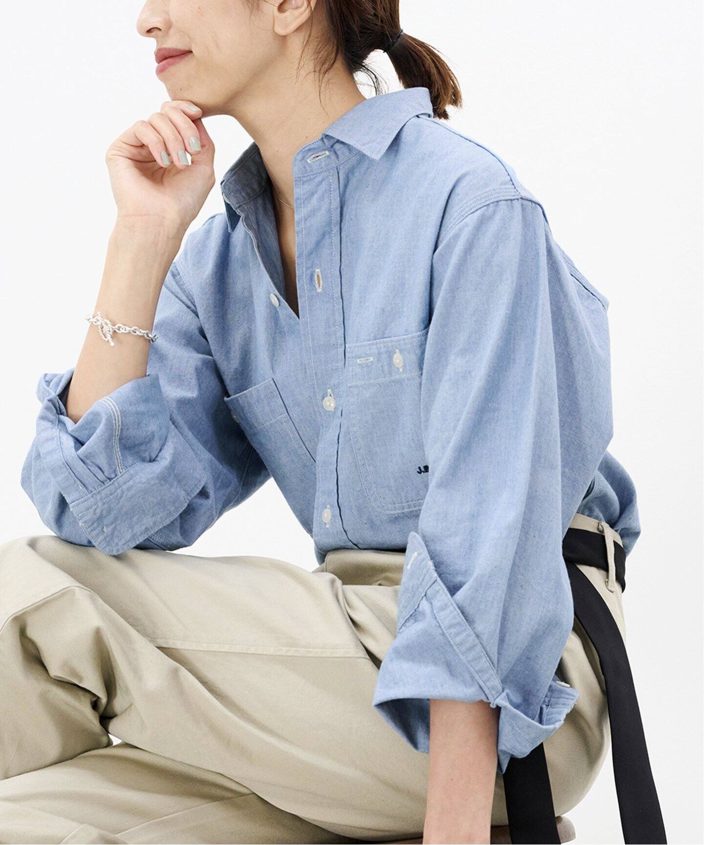 追加》J.B.ATTIRE/ジェービーアタイア Riviera chambray shirt JBG 