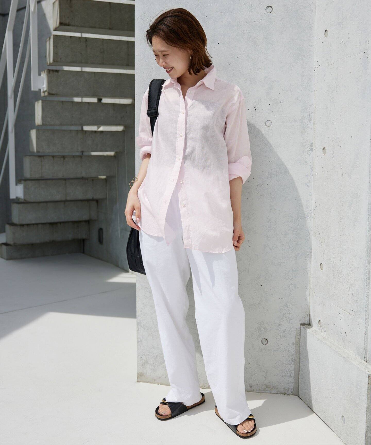 【24SS 極美品】SLOBE IENA Li/Cレギュラーシャツ F ピンク Li/C レギュラーシャツ（シャツ／ブラウス）｜SLOBE IENA