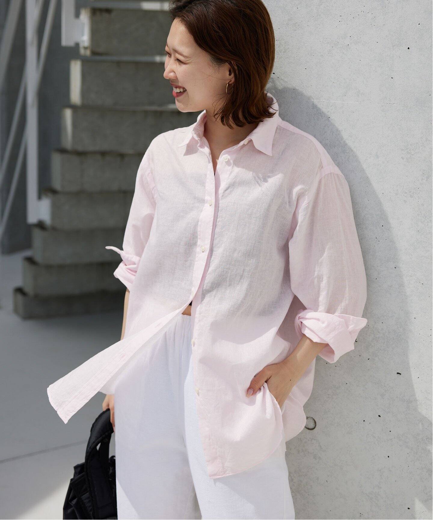 【24SS 極美品】SLOBE IENA Li/Cレギュラーシャツ F ピンク Li/C レギュラーシャツ（シャツ／ブラウス）｜SLOBE IENA