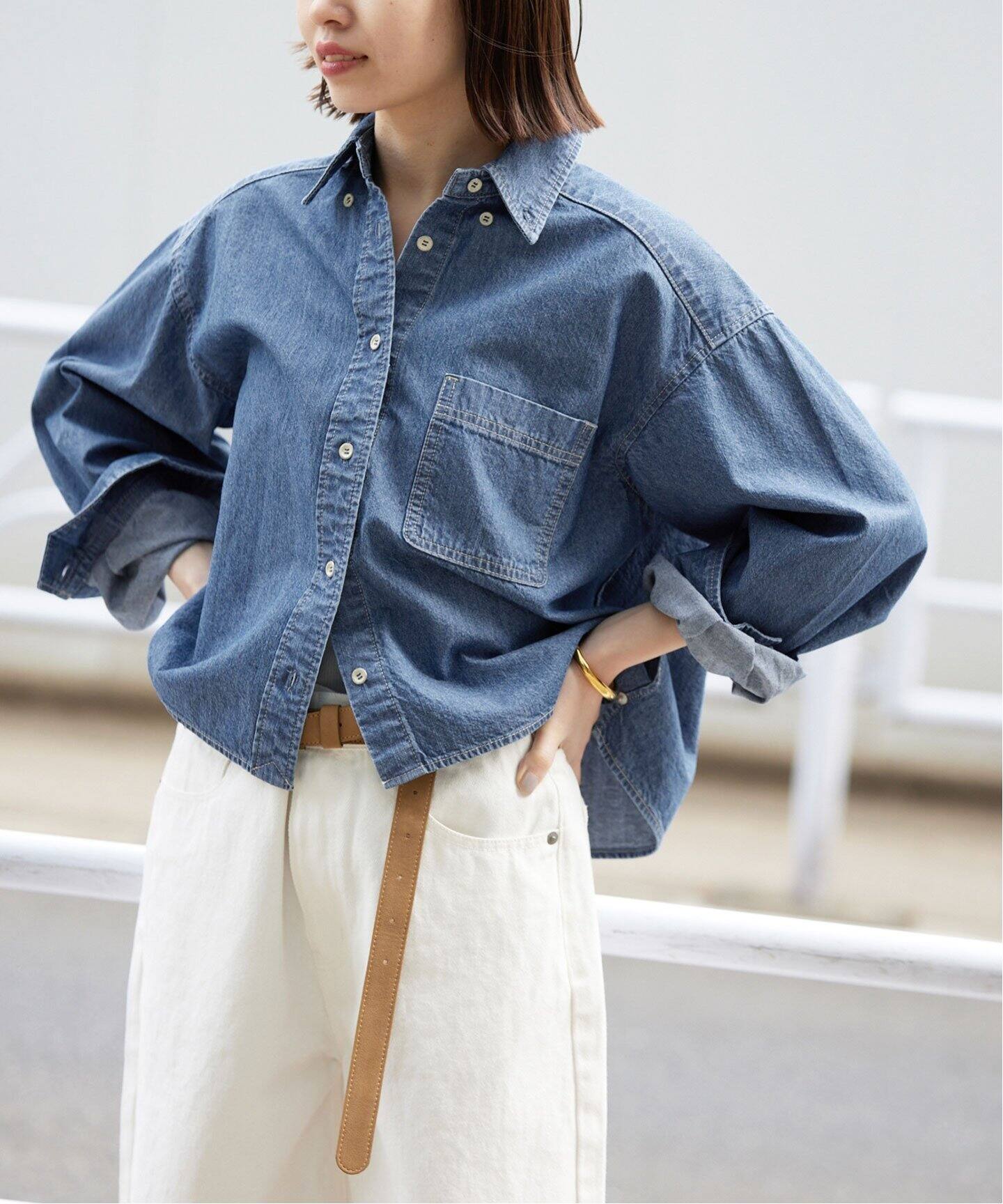 LE DENIMライトオンスクロップドシャツ（シャツ／ブラウス）｜SLOBE 
