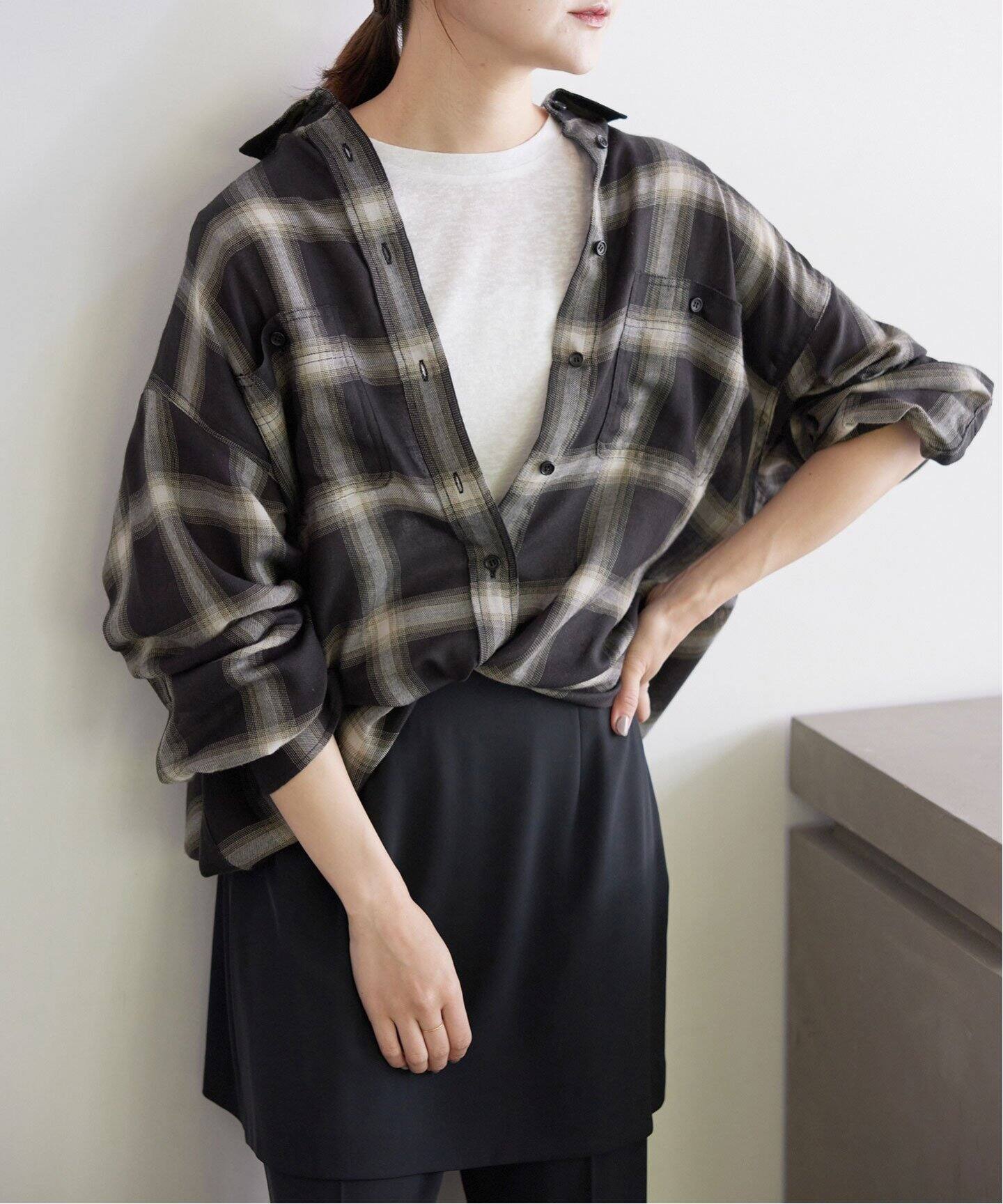 SLOBE IENA ビエラチェックルーズシャツ　ブラウン　FREE size SLOBE IENA（スローブイエナ）の「ビエラチェックルーズシャツ（シャツ