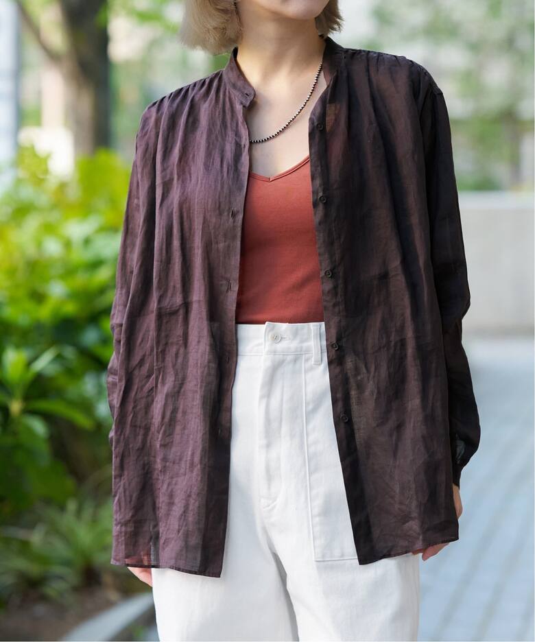 IENA LA BOUCLE ラミーローンギャザーシャツ（シャツ／ブラウス 