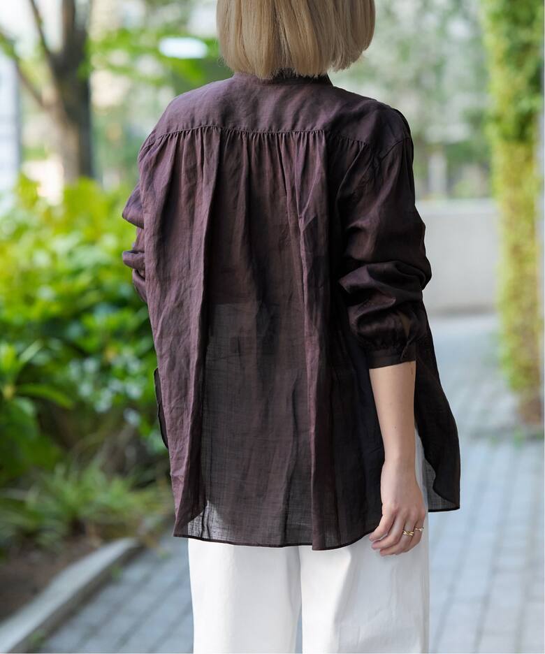 IENA LA BOUCLE ラミーローンギャザーシャツ（シャツ／ブラウス 