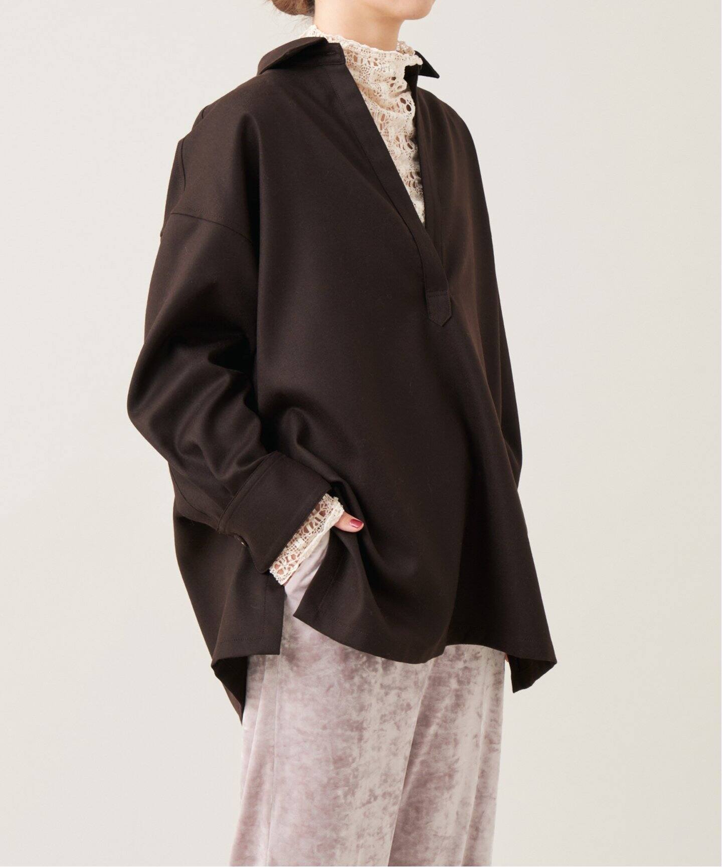 IENA LA BOUCLE ウールロングシャツ（シャツ／ブラウス）｜IENA